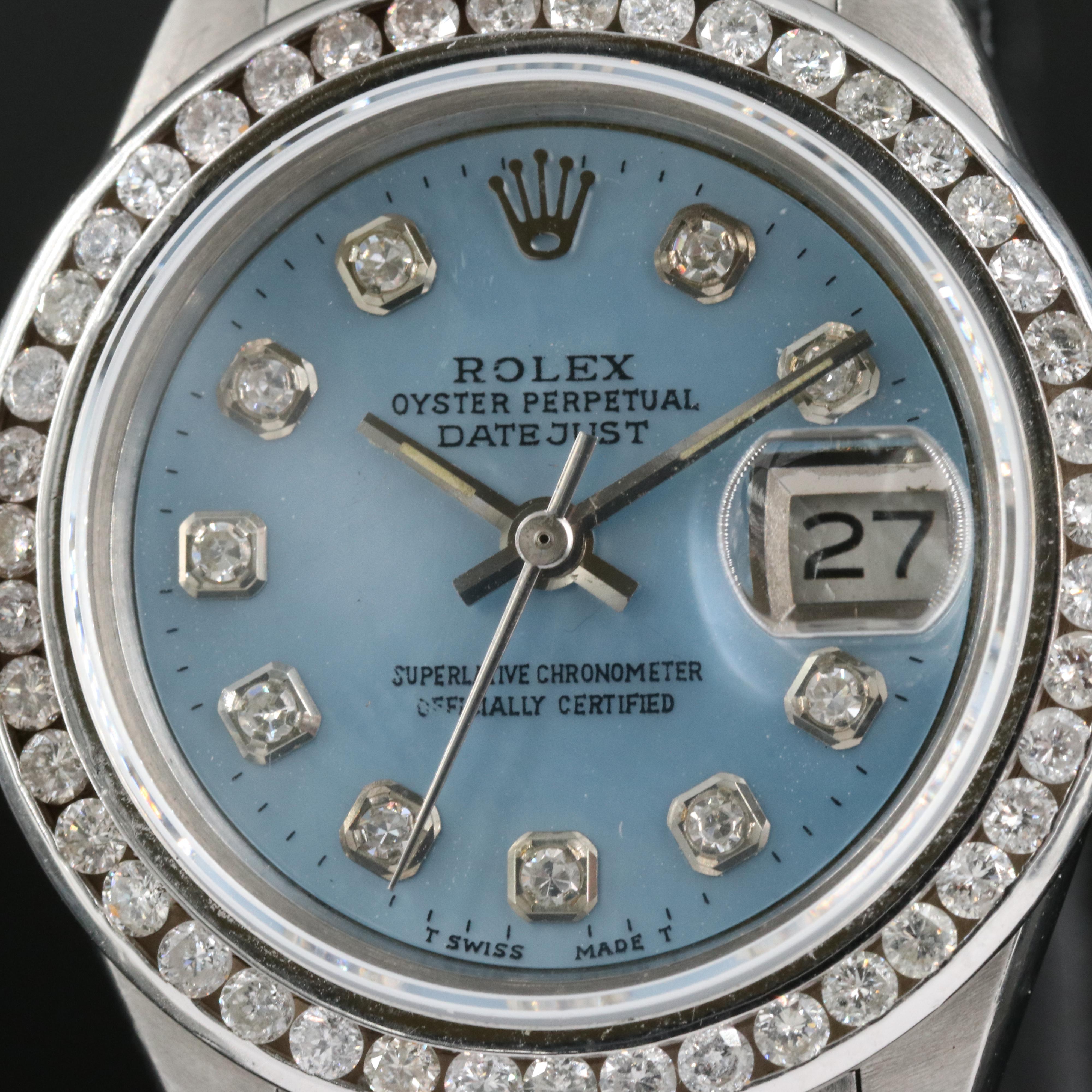 1973 Rolex Datejust Mother-of-Pearl, Diamond Dial and Bezel Watch