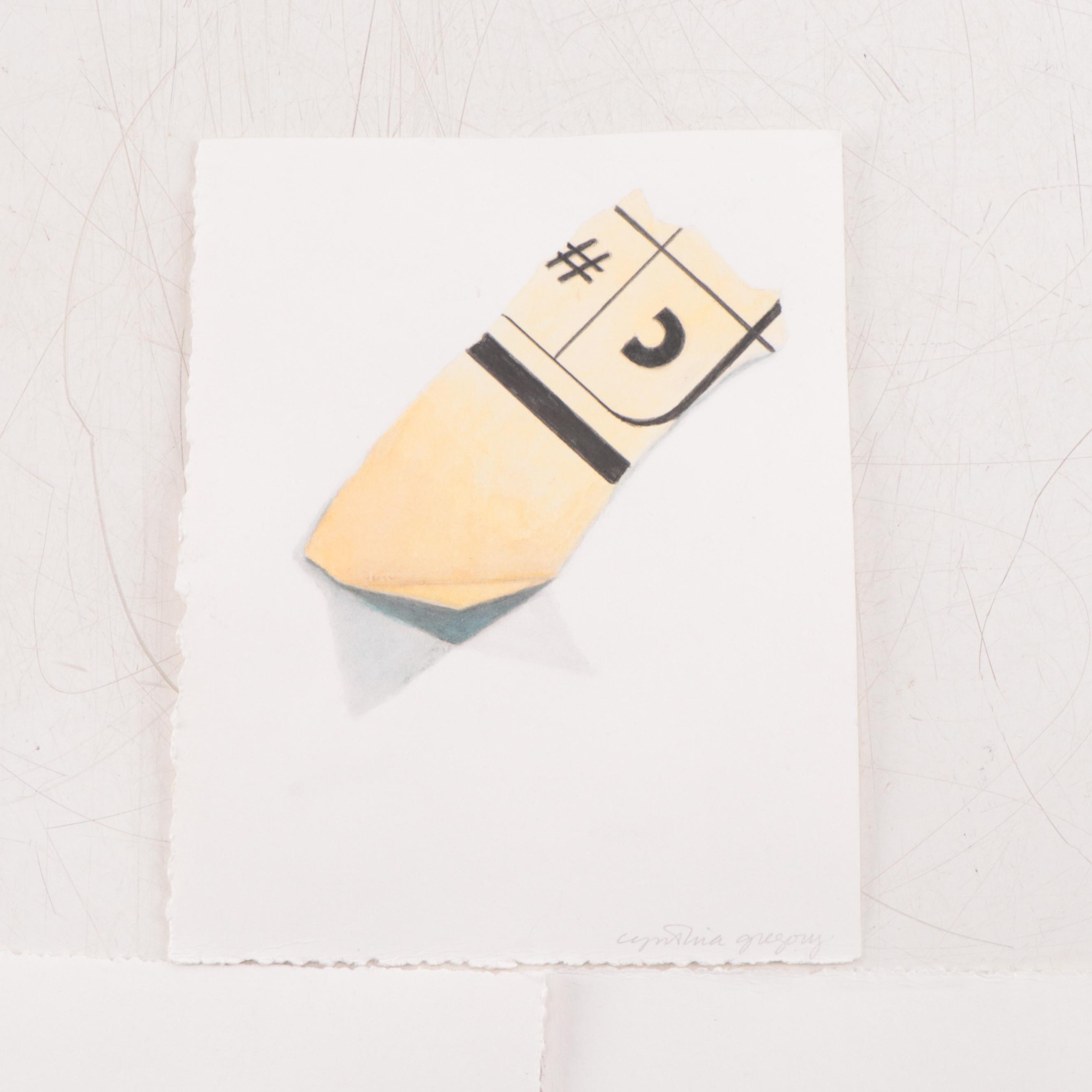 Cynthia Gregory Mixed Media Drawings of Paper Fragments