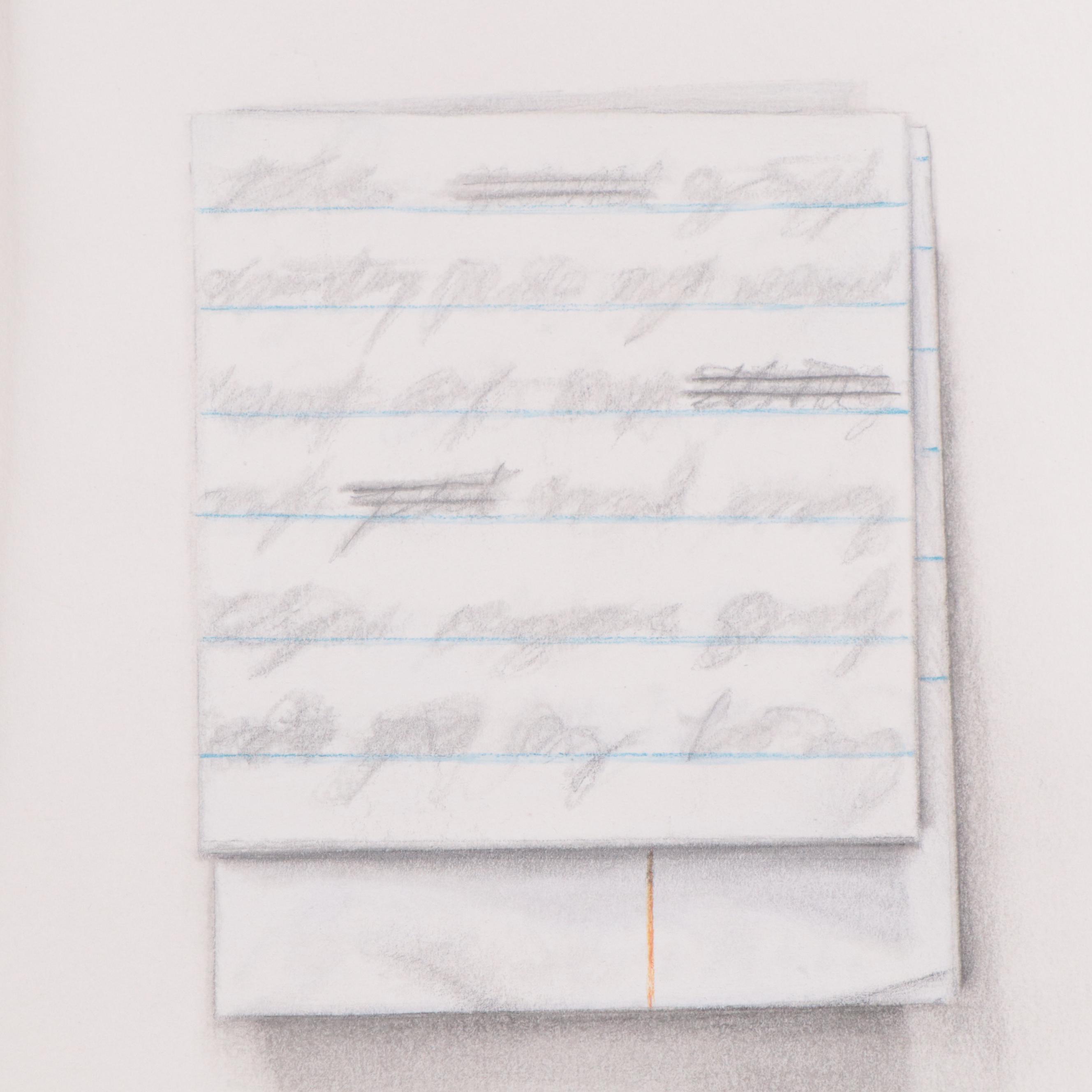 Cynthia Gregory Mixed Media Drawings of Paper Fragments