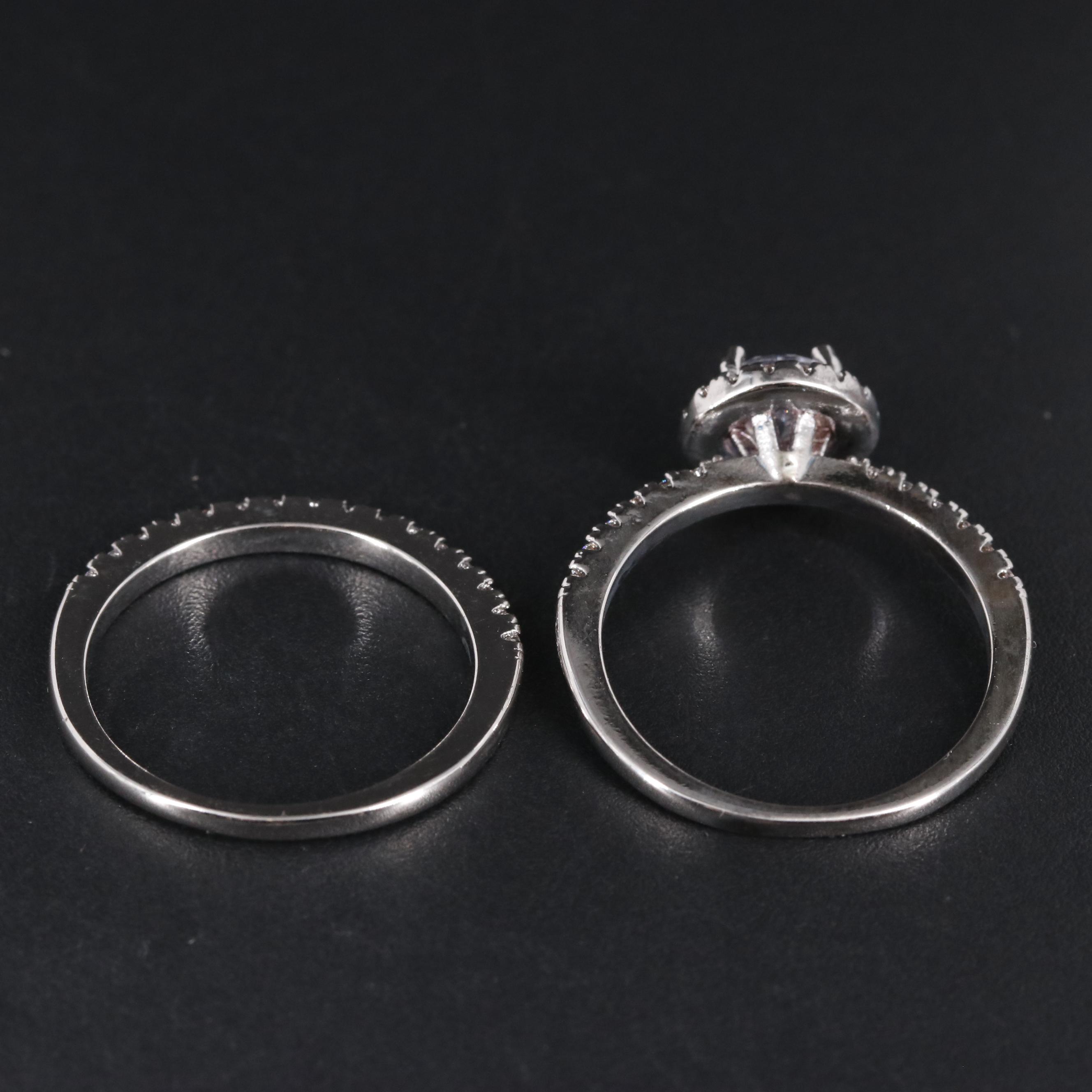 White Cubic Zirconia Brass Ring and Band