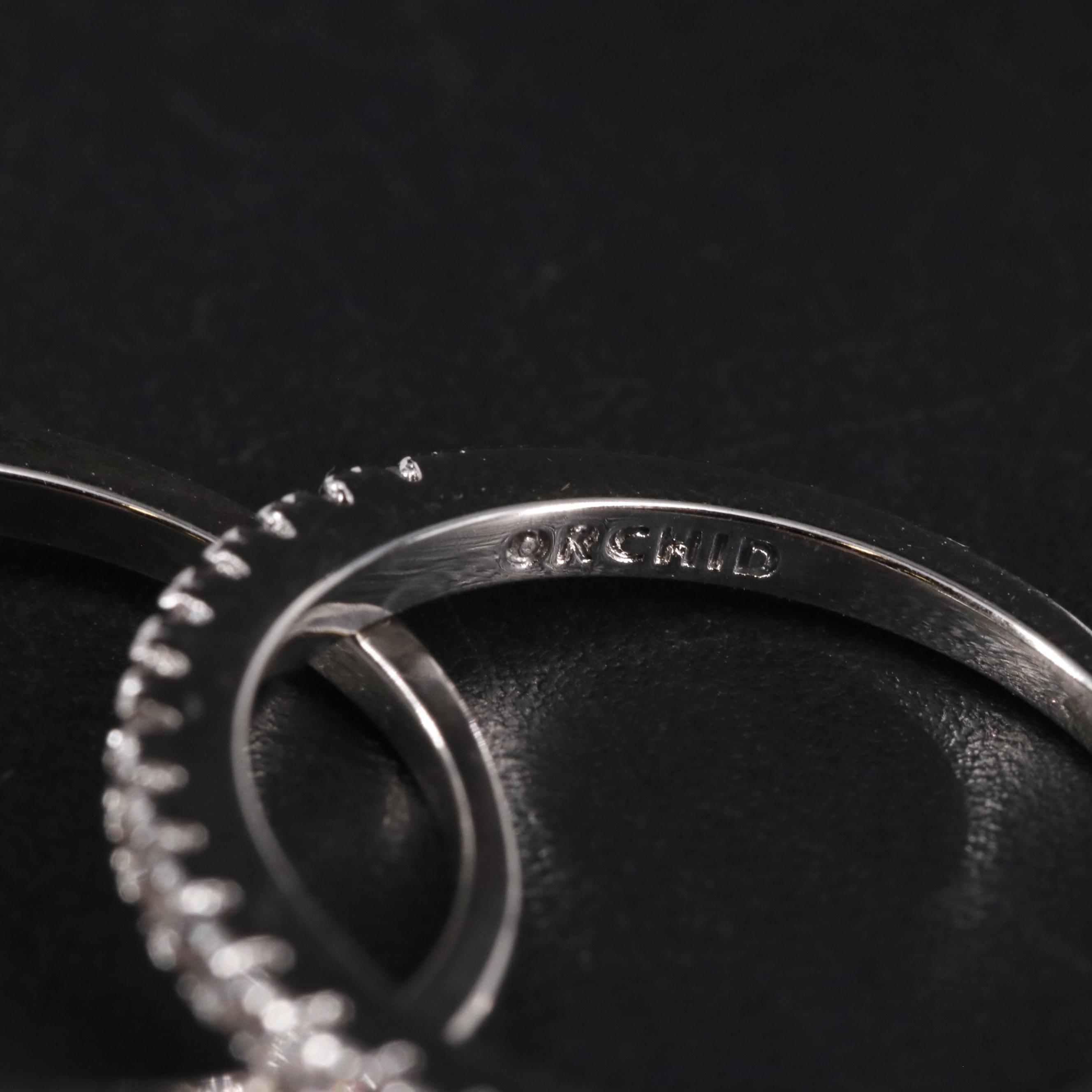 White Cubic Zirconia Brass Ring and Band