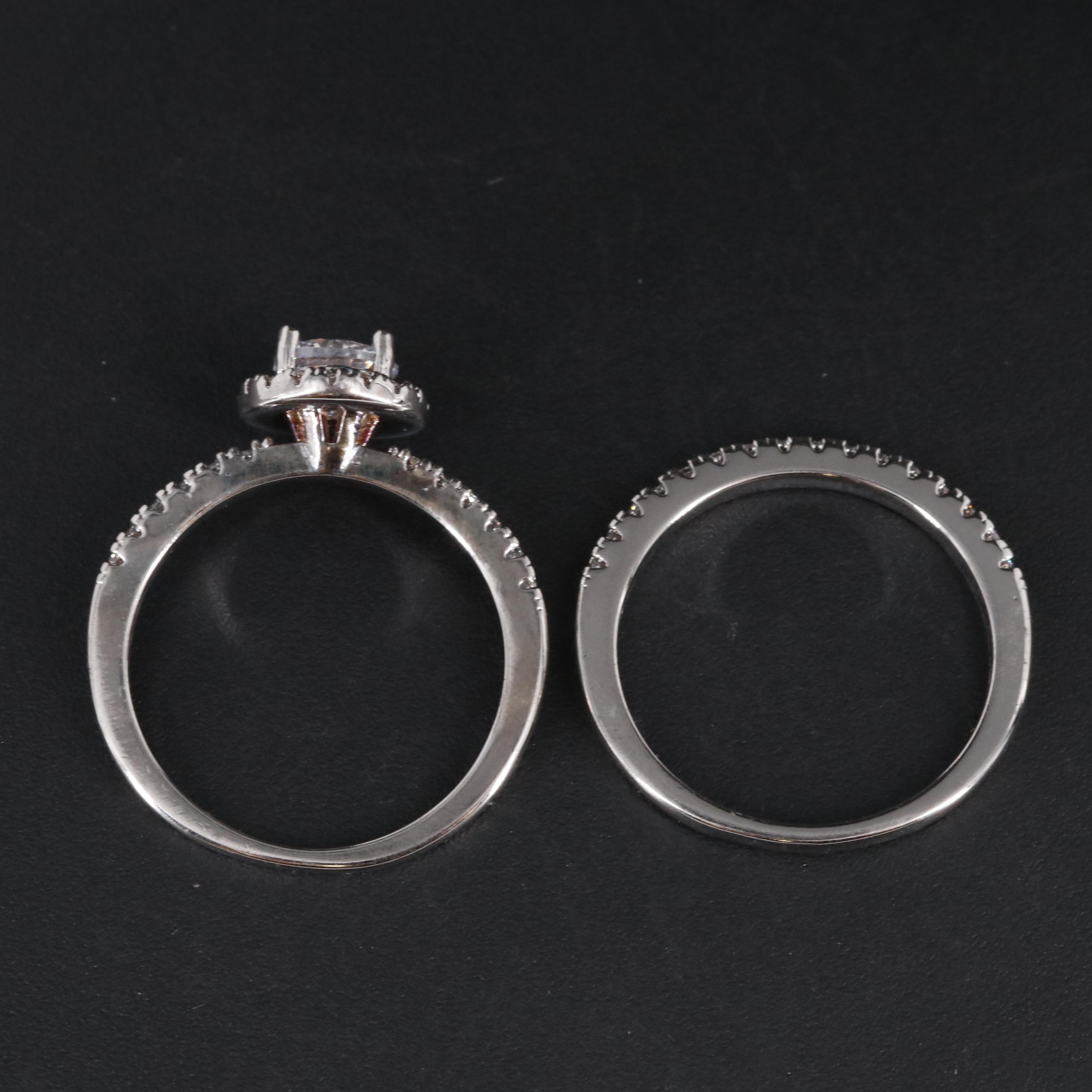 White Cubic Zirconia Brass Ring and Band