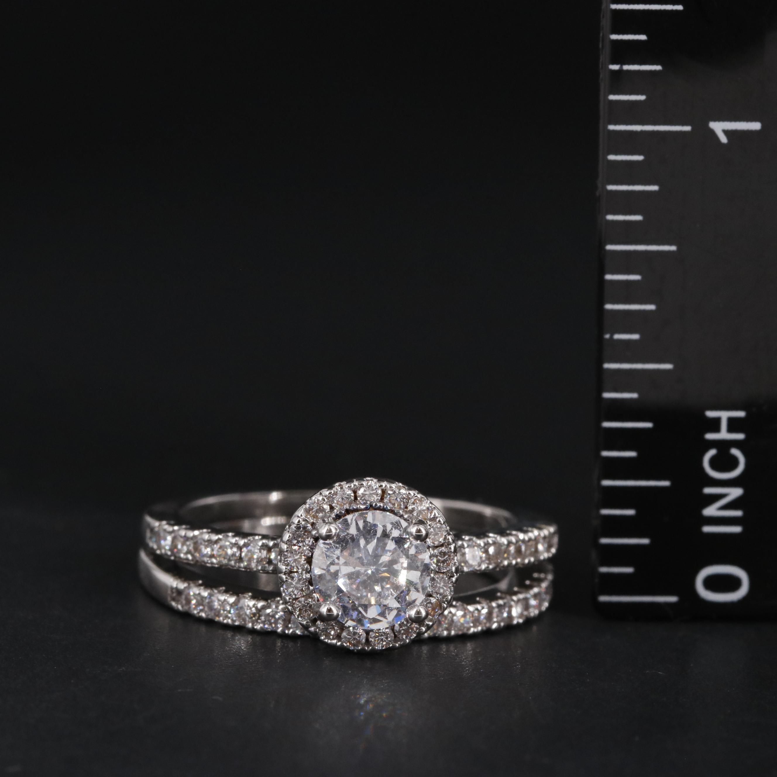 White Cubic Zirconia Brass Ring and Band