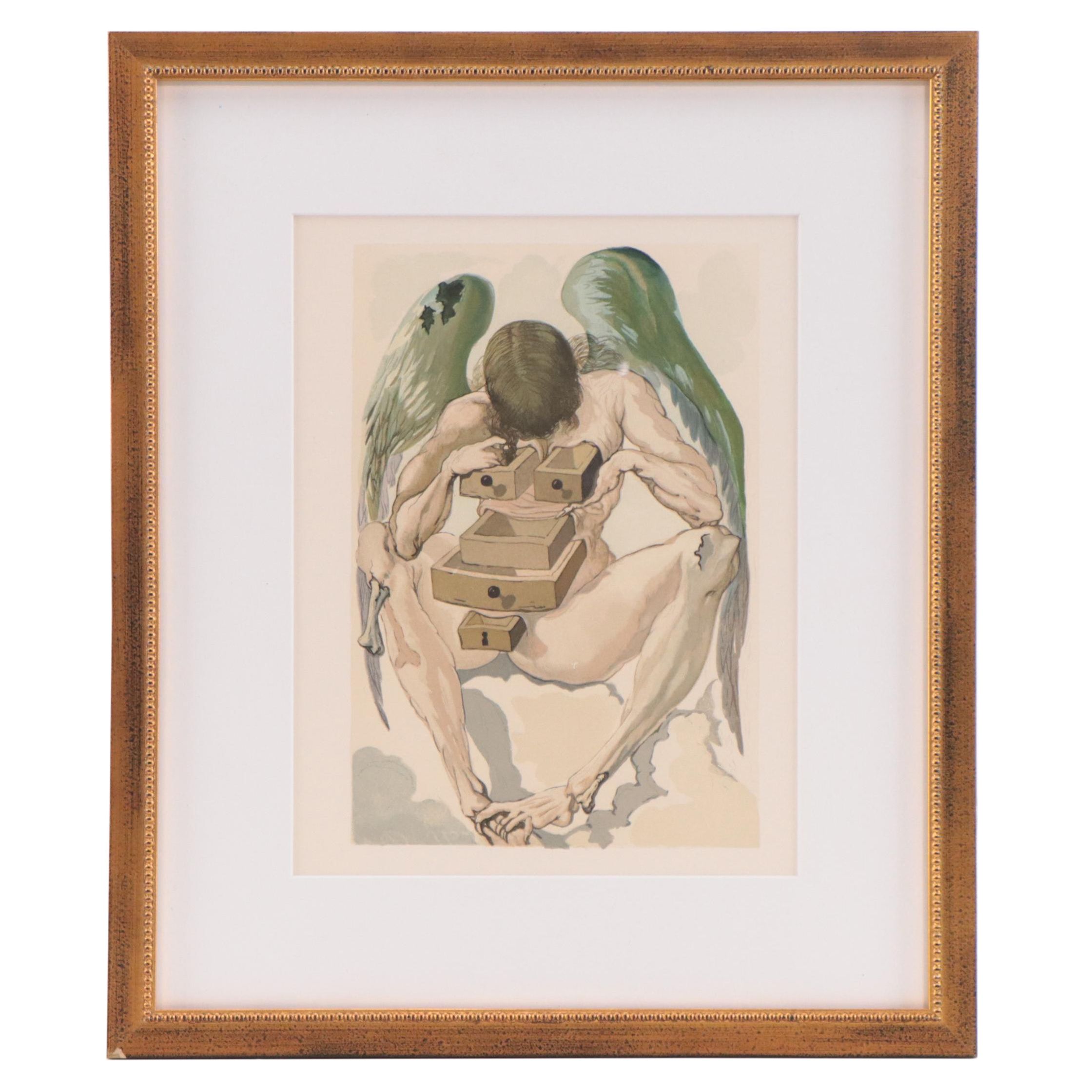 Salvador Dalí Wood Engraving "L’ange Déchu"