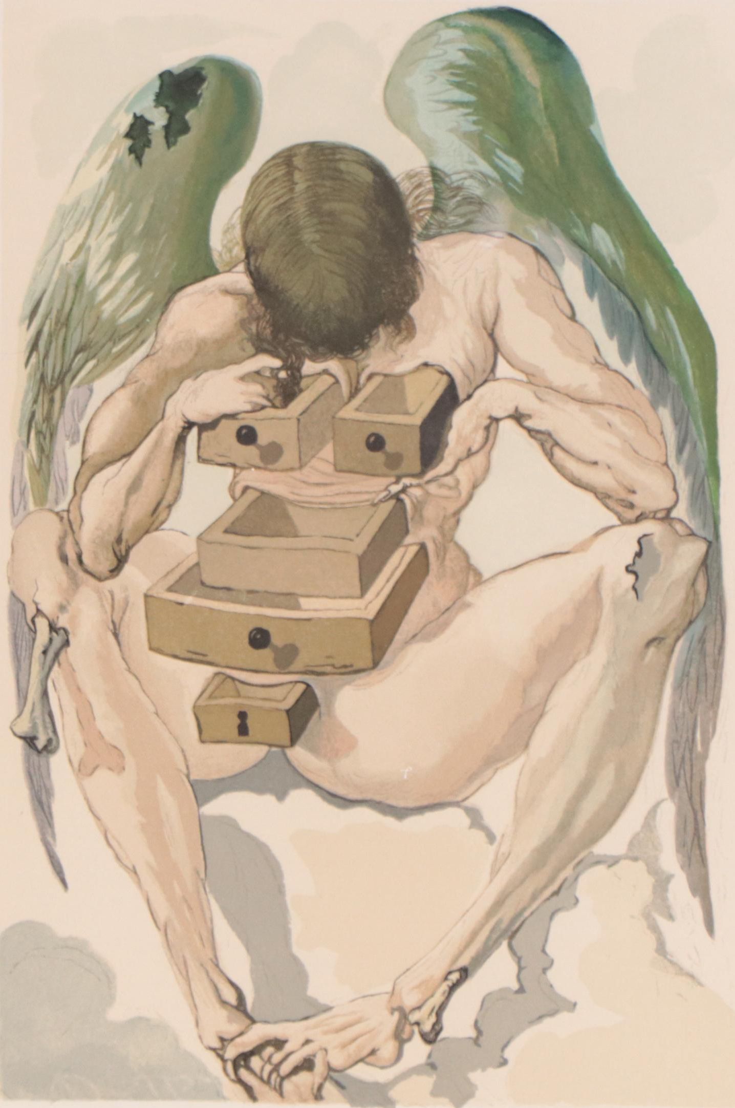 Salvador Dalí Wood Engraving "L’ange Déchu"