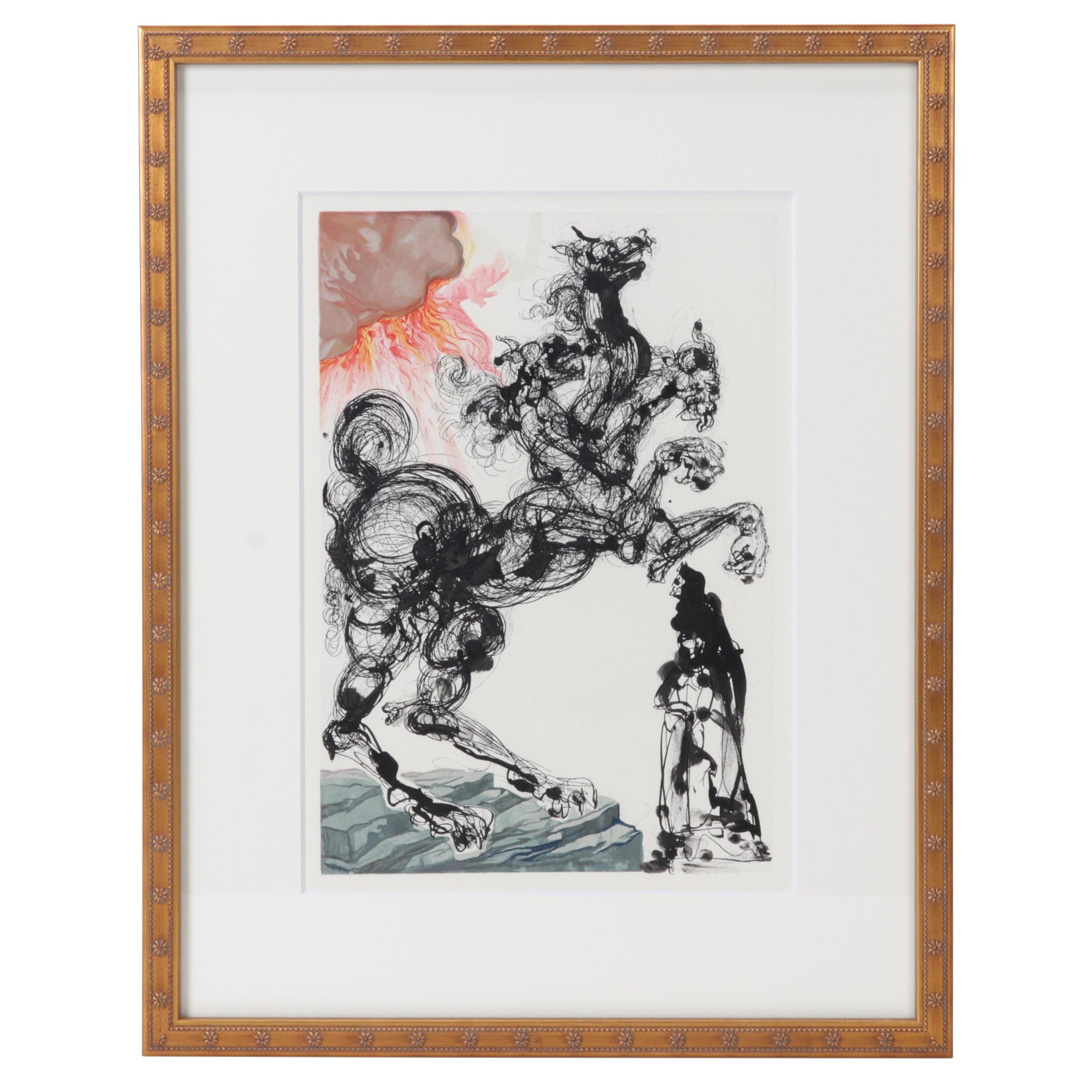 Salvador Dalí Wood Engraving "Cerberus"