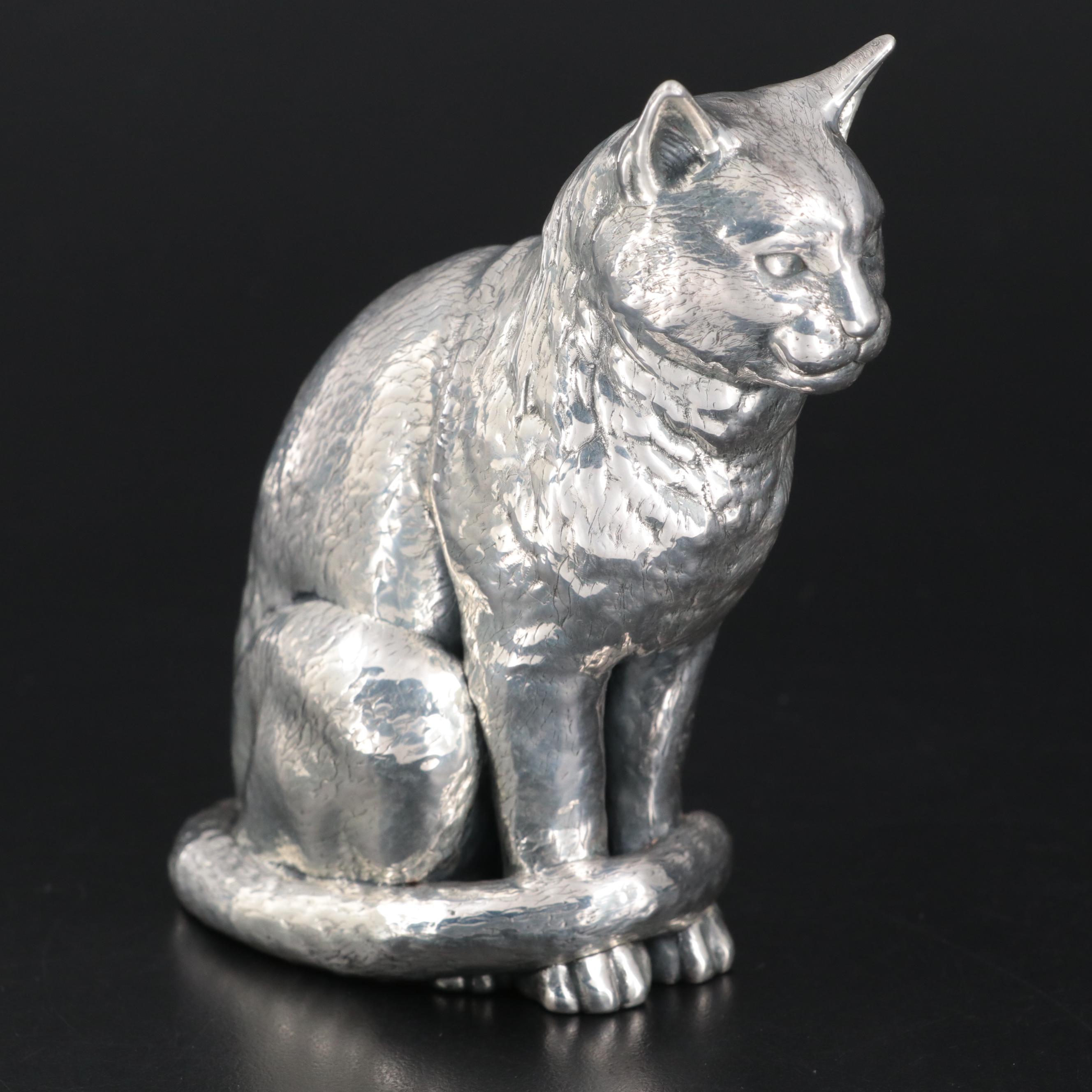 Sterling Silver Sitting Cat Figurine