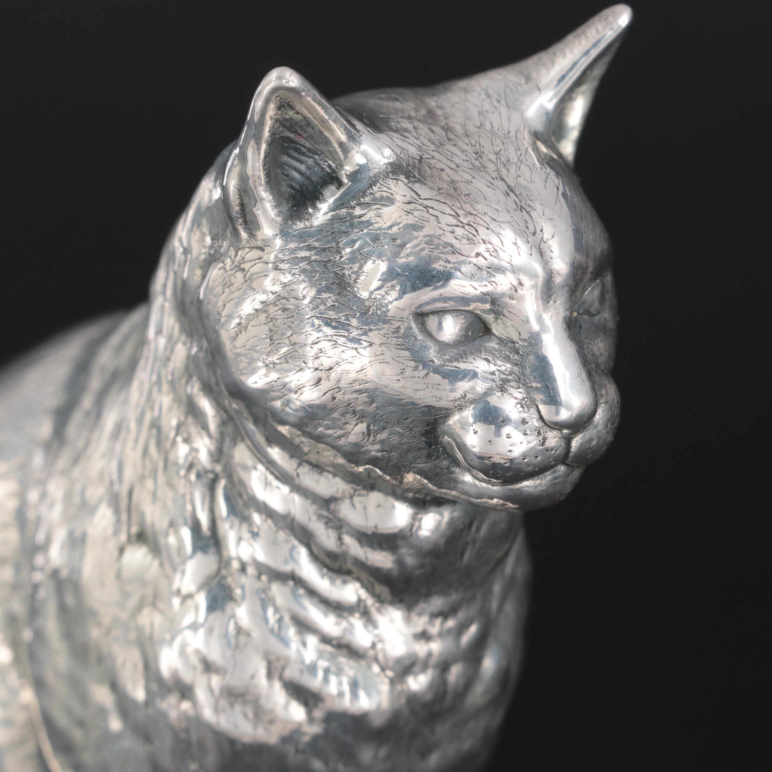 Sterling Silver Sitting Cat Figurine