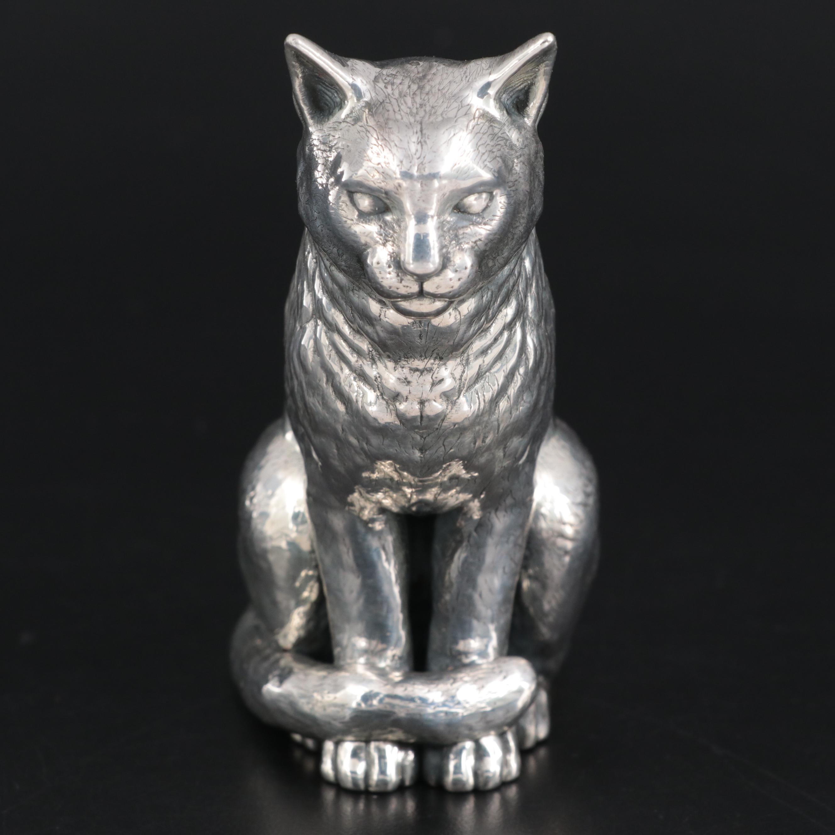 Sterling Silver Sitting Cat Figurine