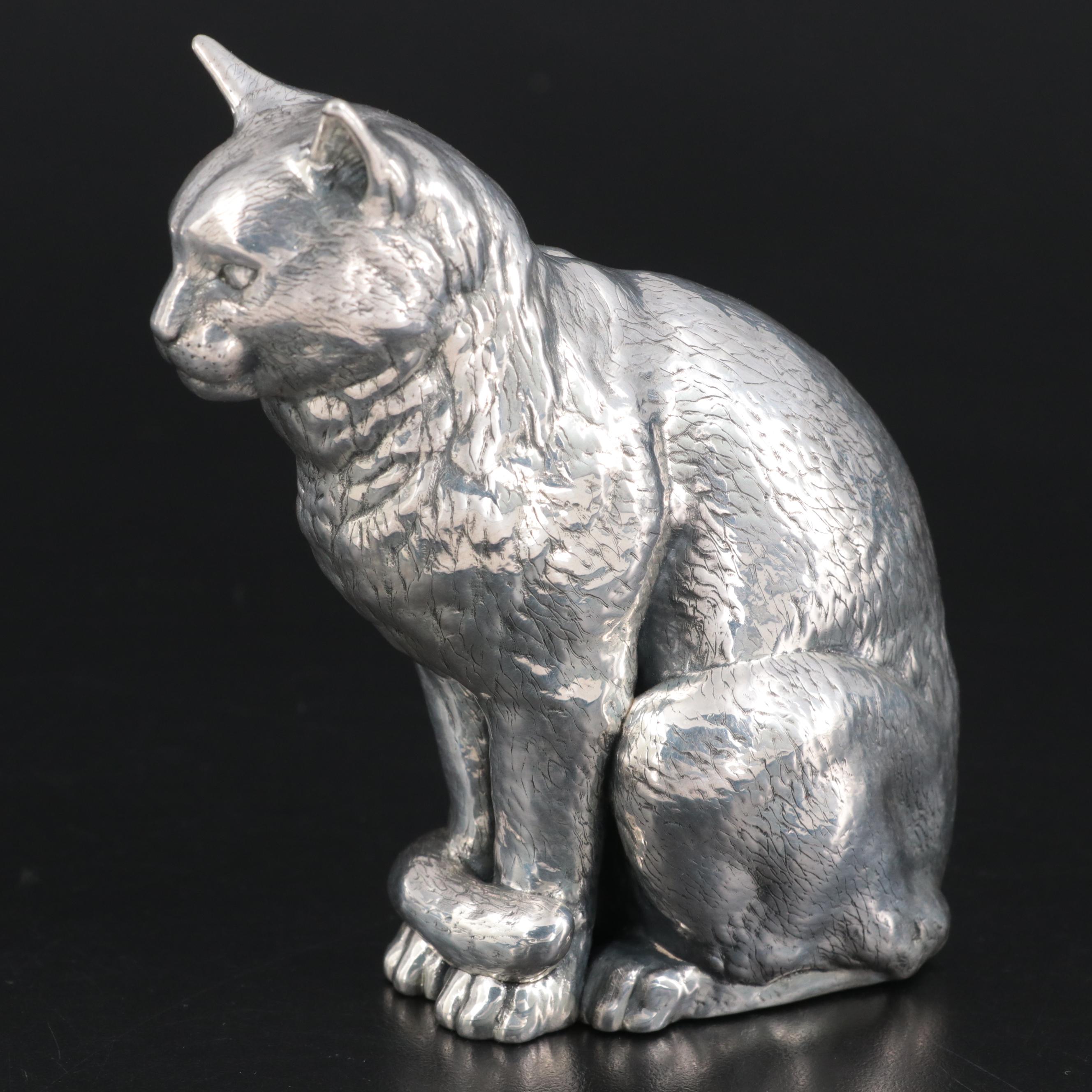 Sterling Silver Sitting Cat Figurine