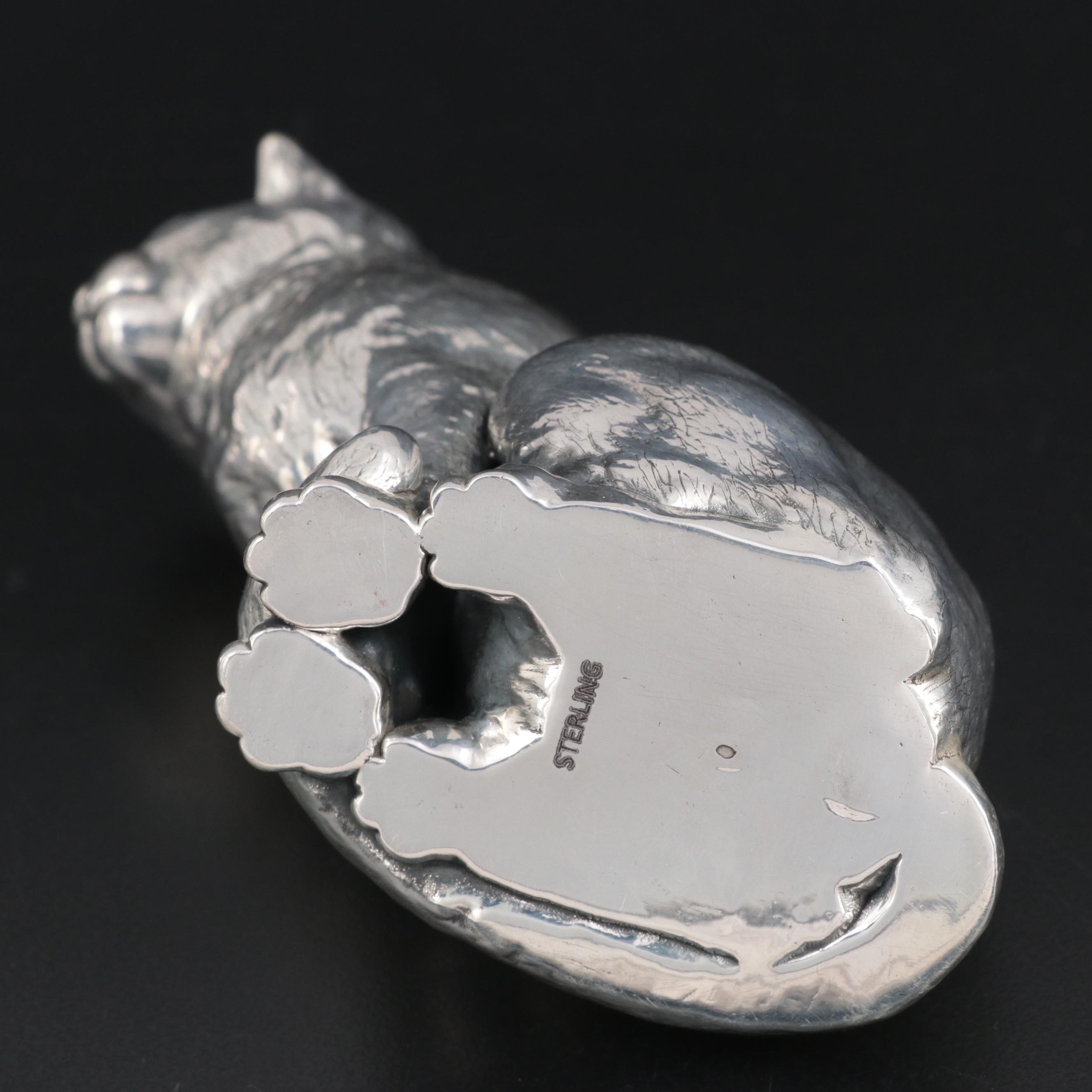 Sterling Silver Sitting Cat Figurine