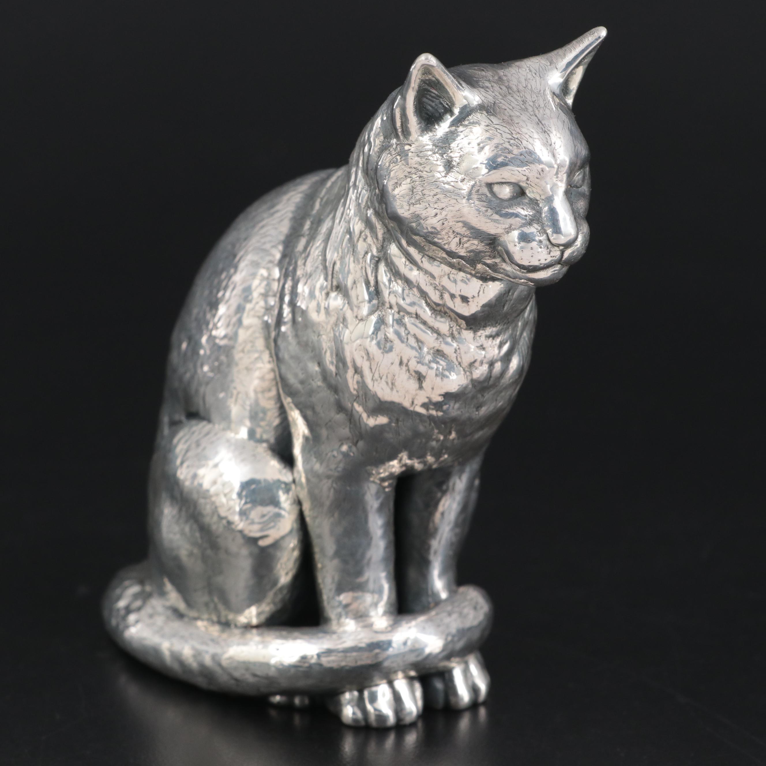 Sterling Silver Sitting Cat Figurine