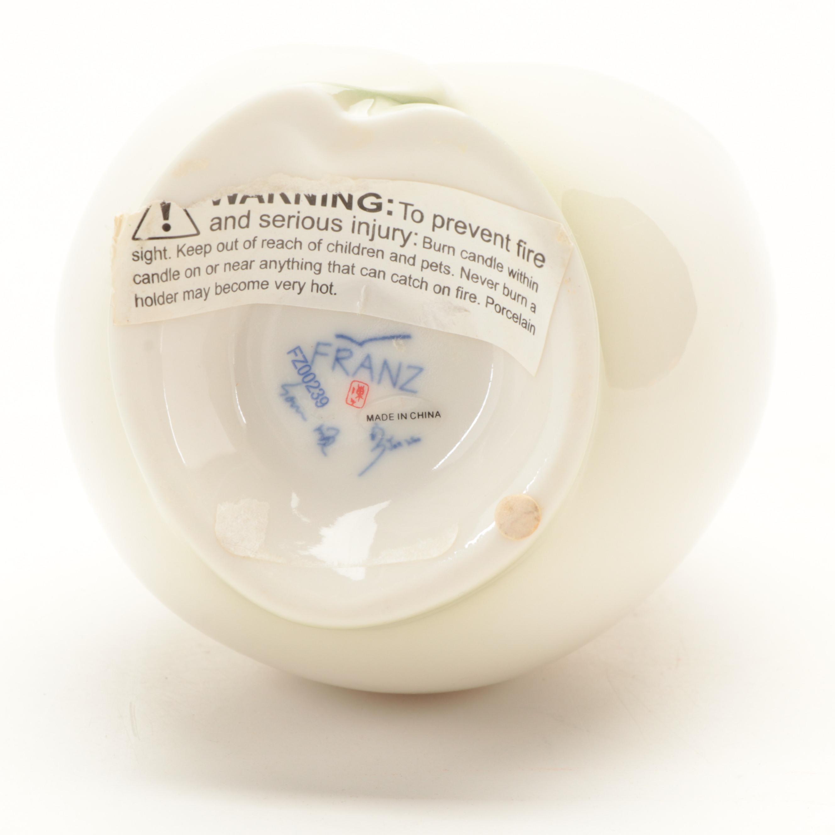 Jen Woo for Franz Porcelain Butterfly Candle Holder and Tray EBTH