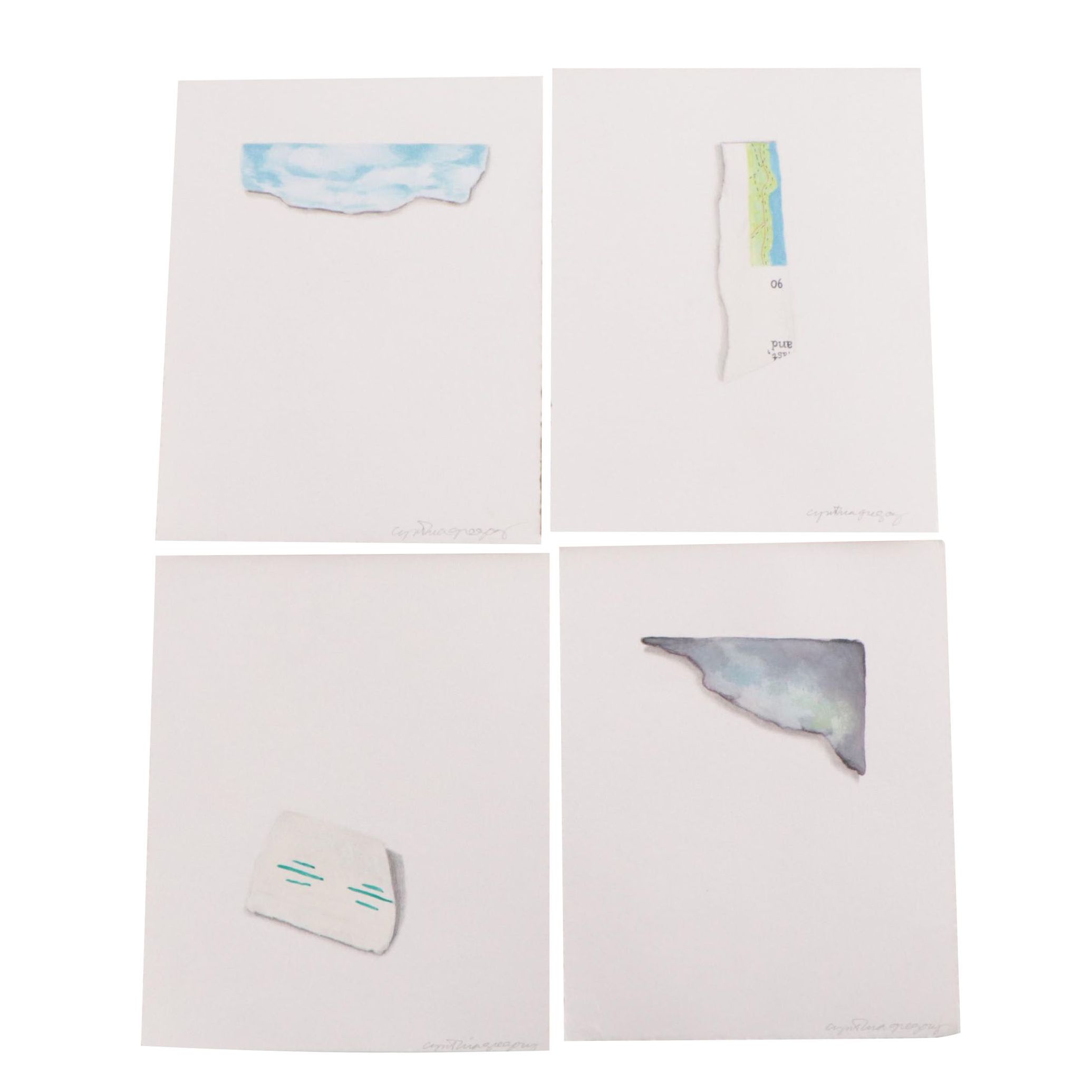 Cynthia Gregory Watercolor Paintings of Paper Fragments