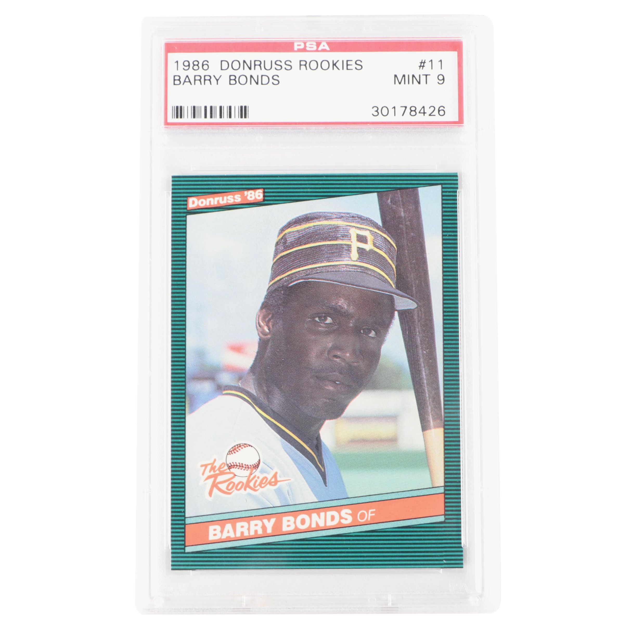 1986 Donruss Rookies Barry Bonds #11 Rookie Graded PSA 9 Mint Baseball Card