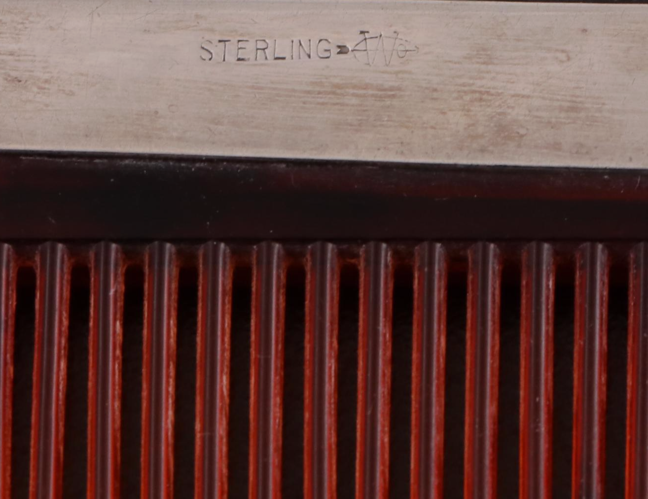 Webster Co. Sterling Silver Handled Vanity Set with Mirrored Vanity Tray