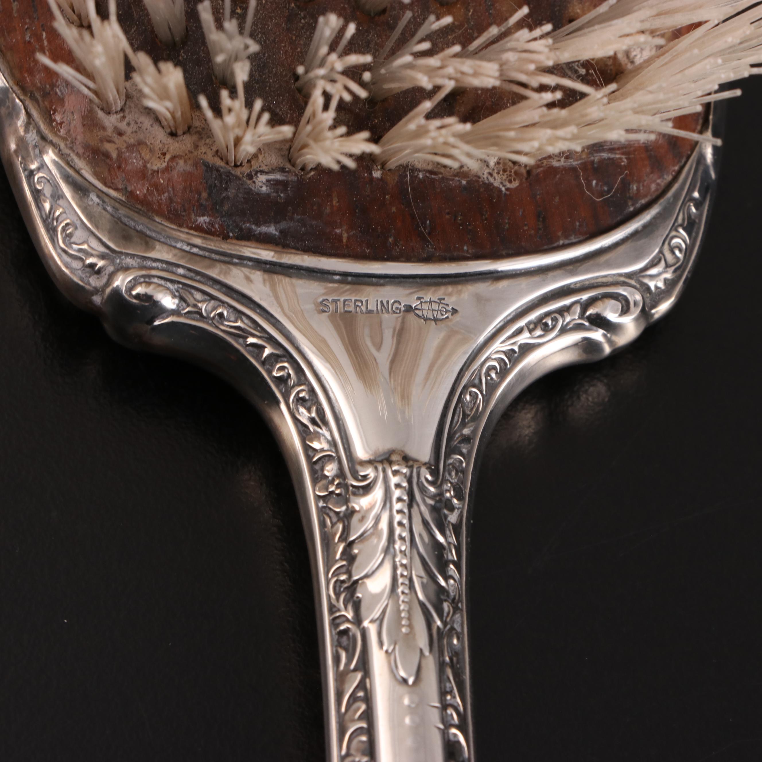 Webster Co. Sterling Silver Handled Vanity Set with Mirrored Vanity Tray