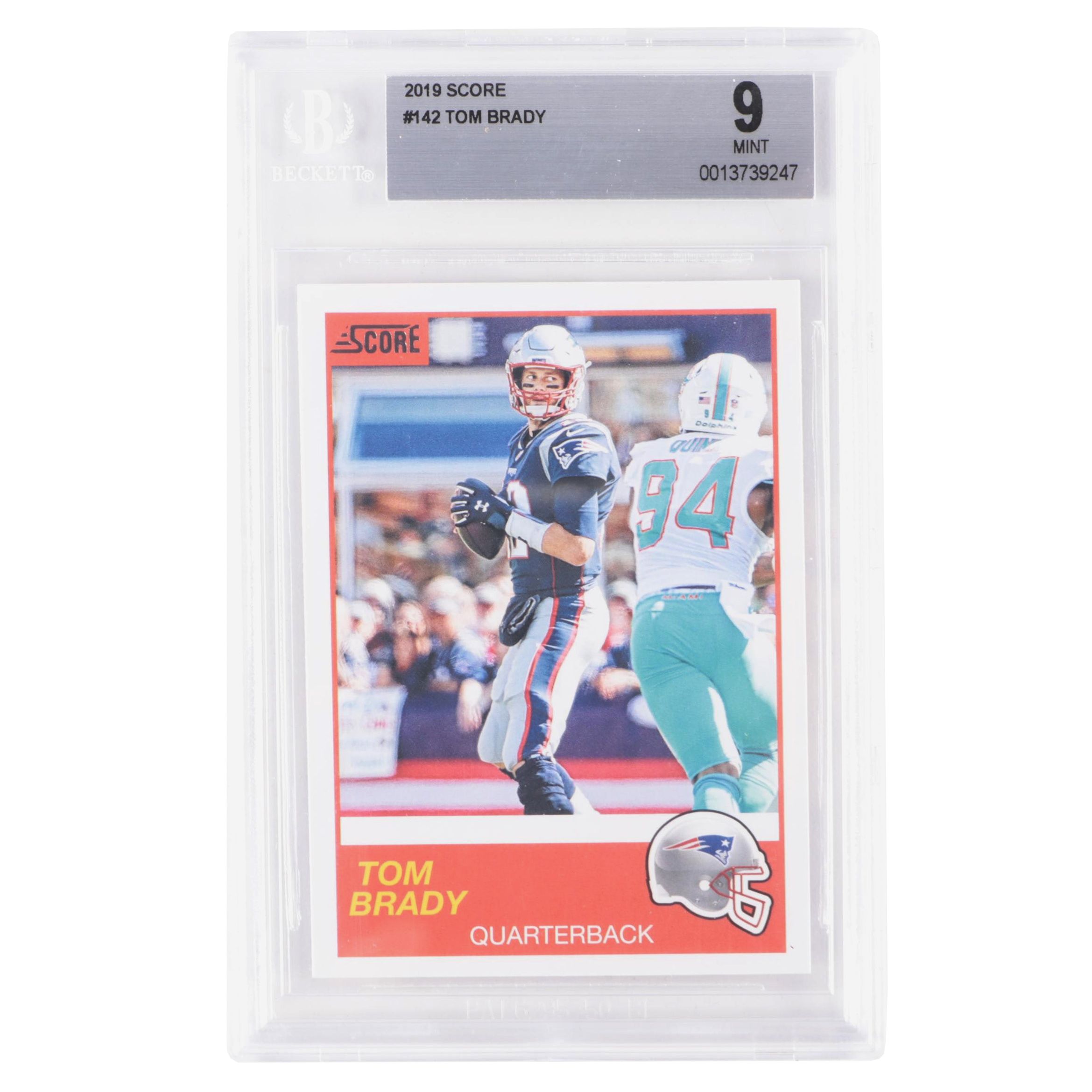 2019 Score Tom Brady #142 Graded Beckett 9 Mint Football Card