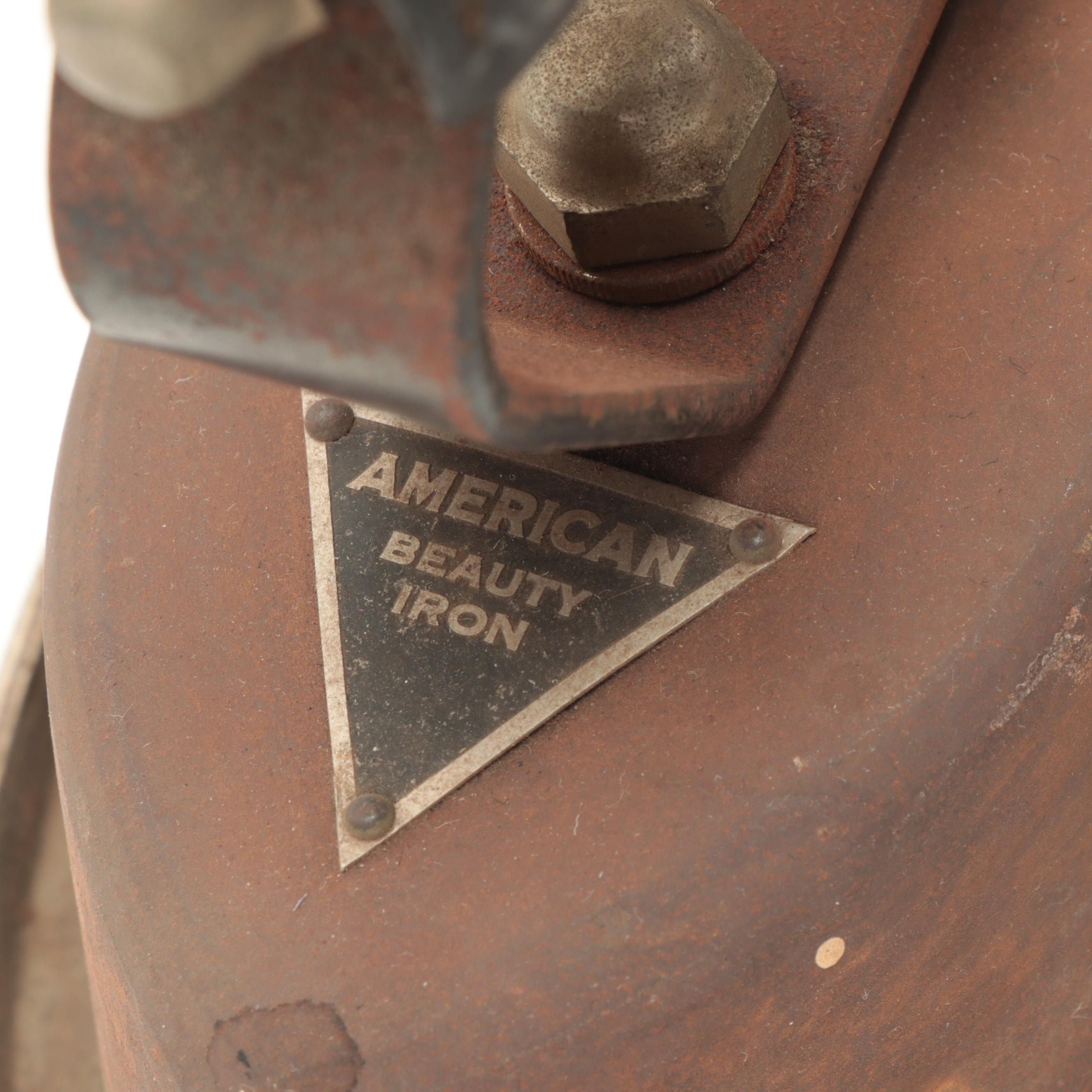 American Beauty Irons with Stands and Wood Handles, Early to Mid-20th C