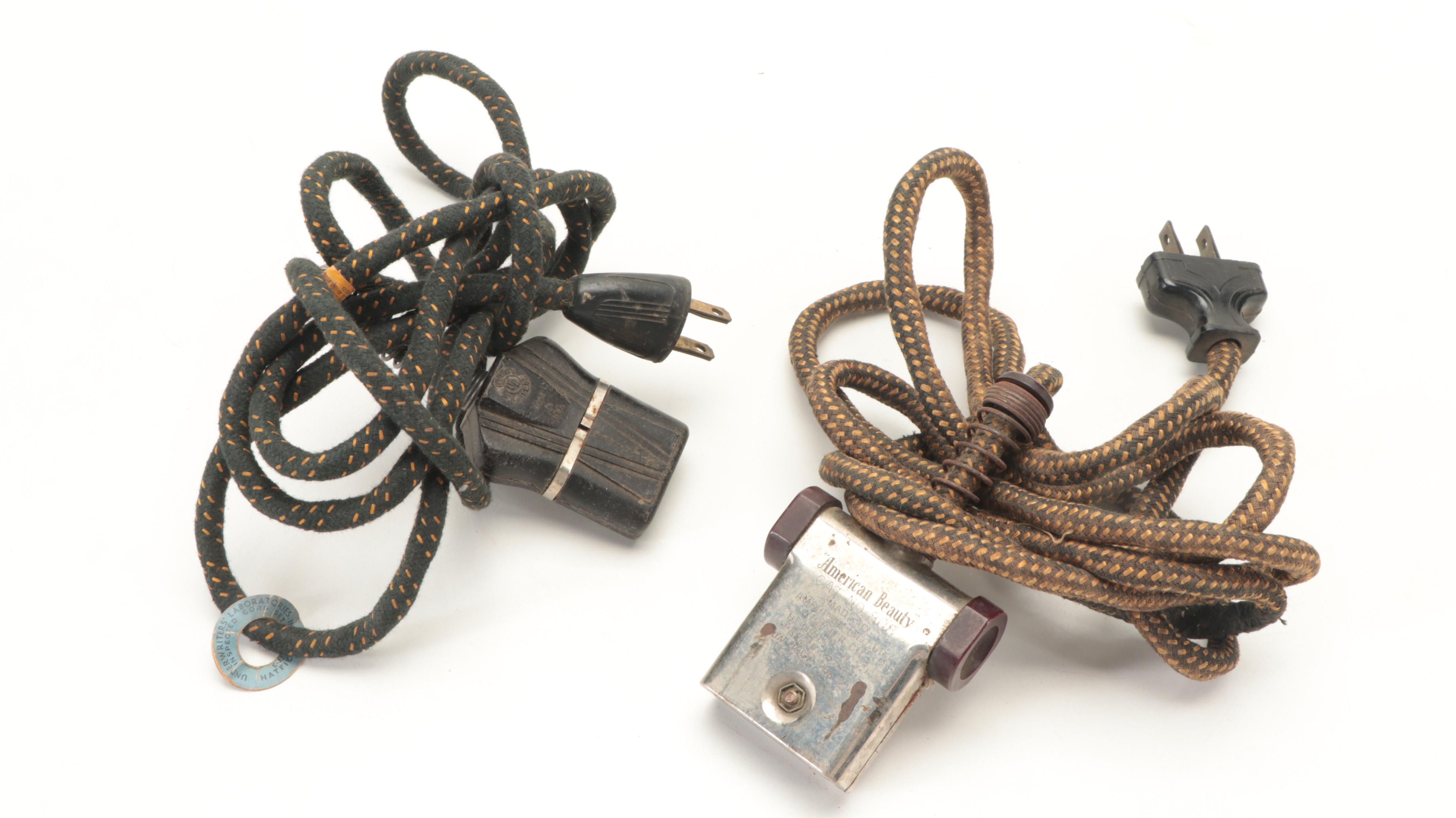 American Beauty Irons with Stands and Wood Handles, Early to Mid-20th C