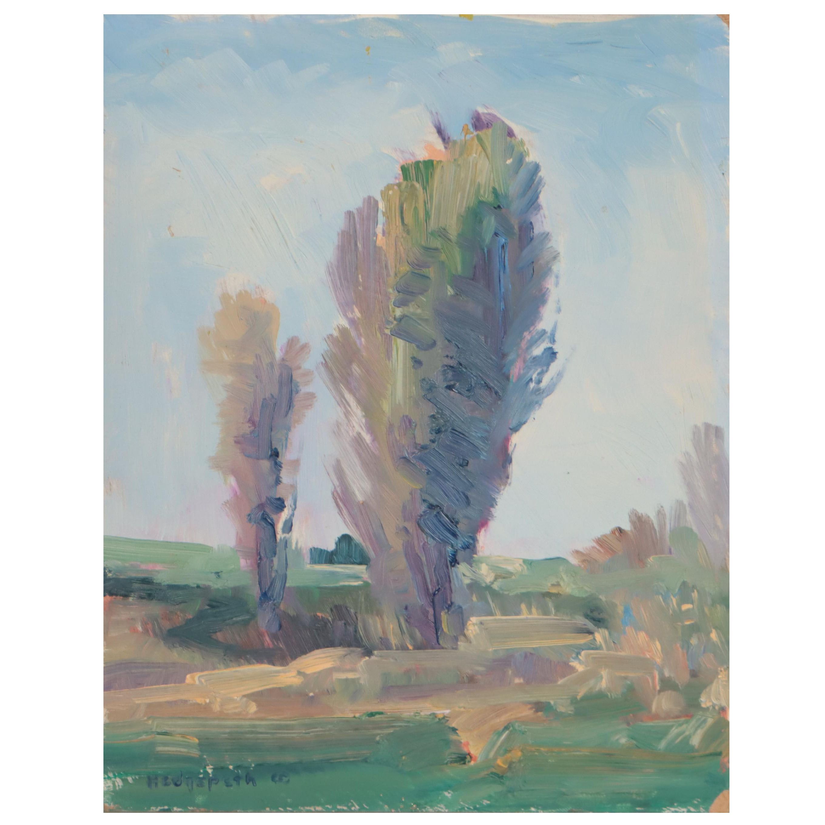 Stephen Hedgepeth Oil Painting "Summer Poplars," 21st Century