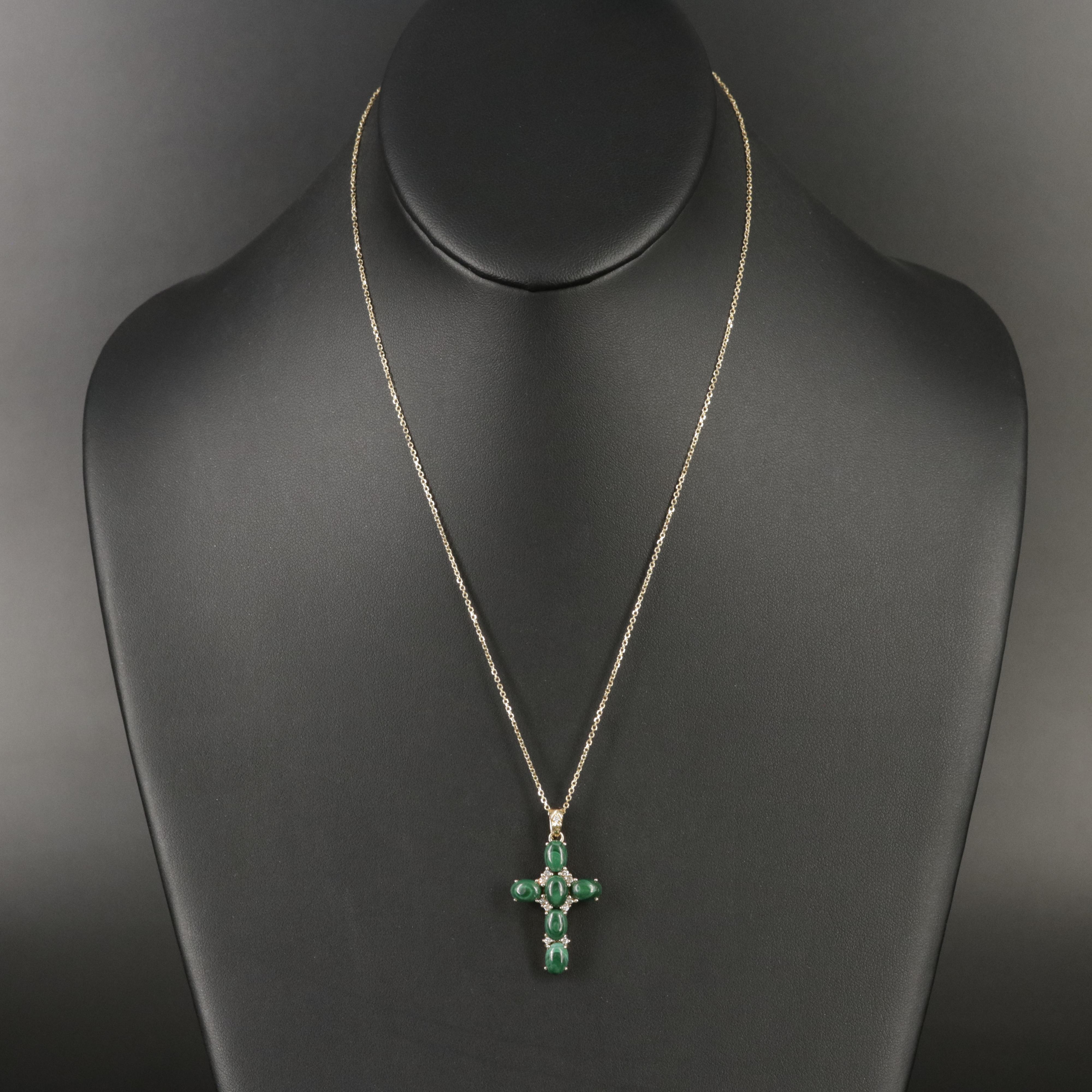 Chromia Jewelry 18K Malachite and Diamond Enhancer Cross Necklace