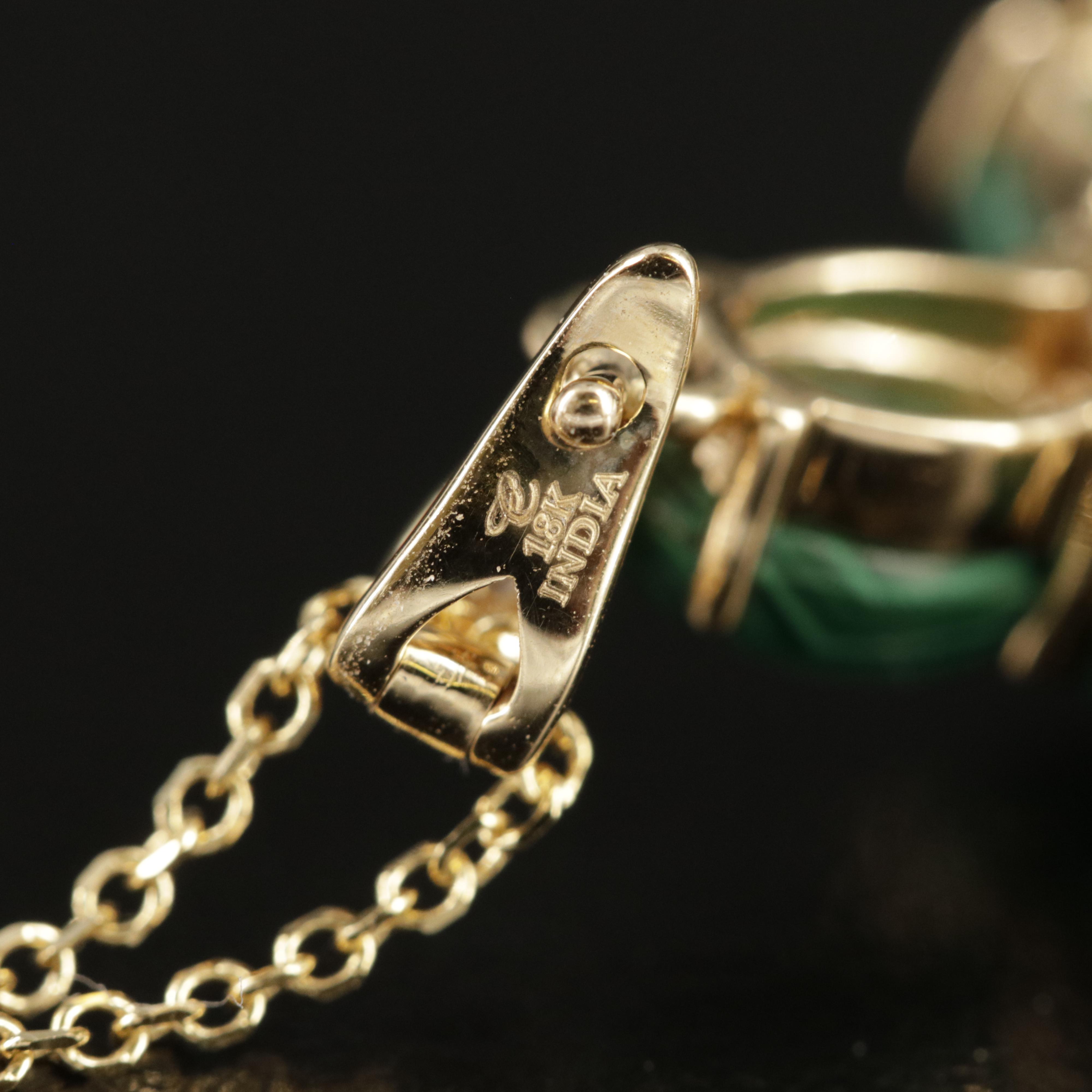 Chromia Jewelry 18K Malachite and Diamond Enhancer Cross Necklace