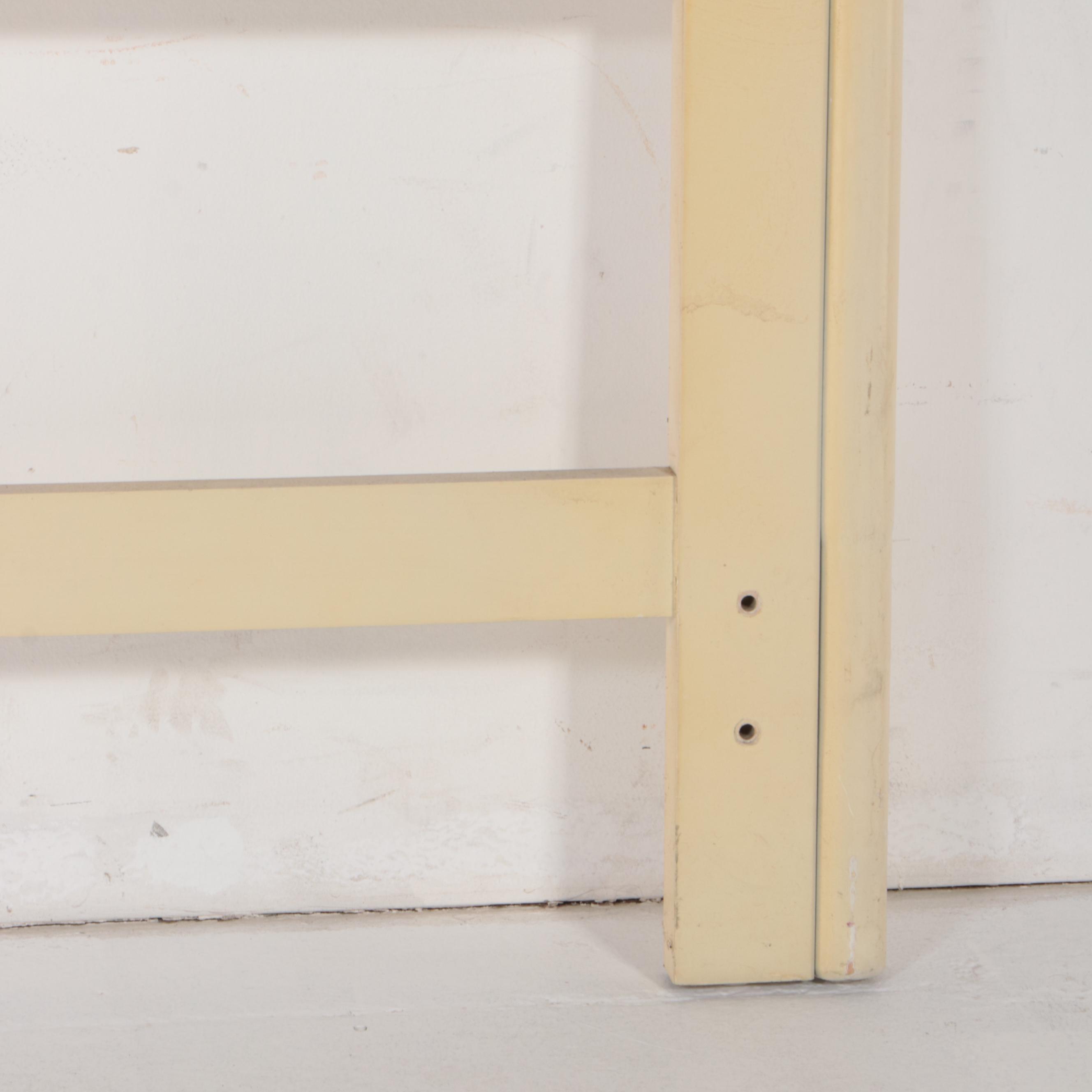 White-Painted Rattan and Wood Full Size Headboard, Possibly Ficks Reed