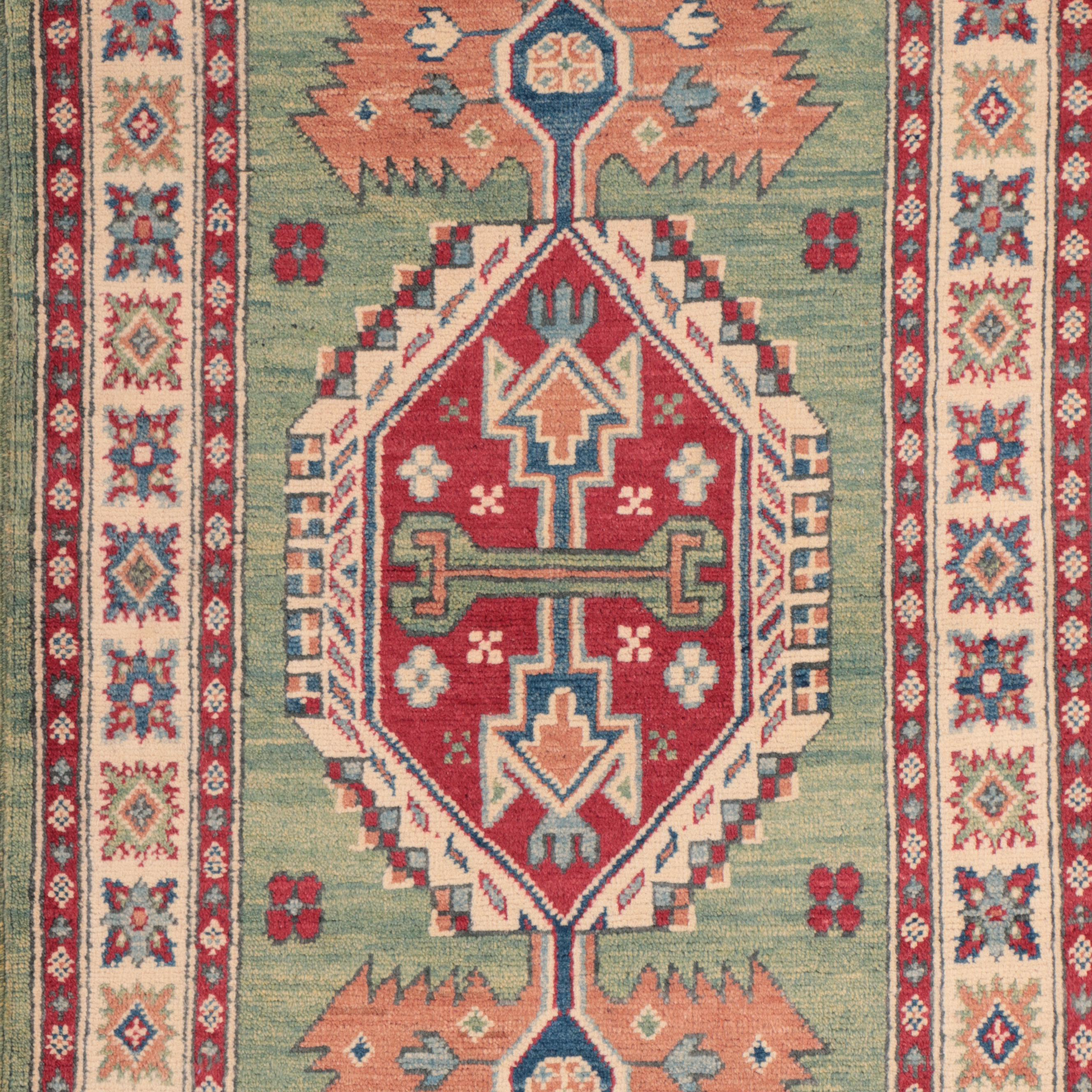 2'6 x 4'2 Hand-Knotted Pakistani Kazak Style Accent Rug