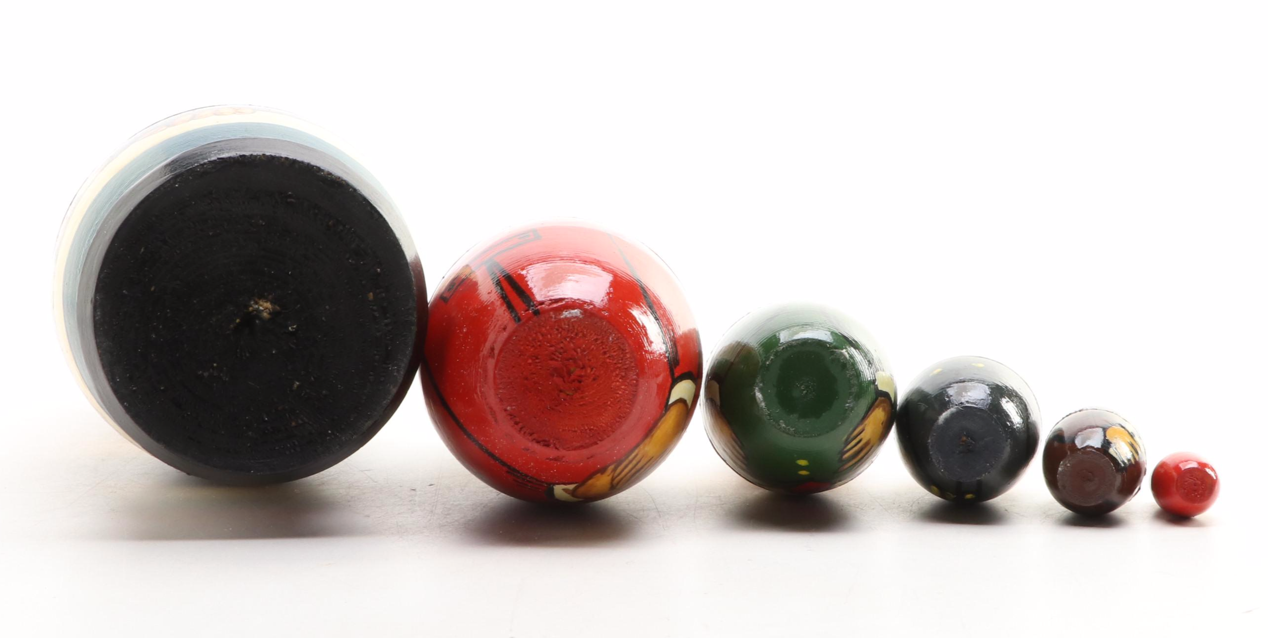 Hand-Painted Russian Political Leaders Nesting Dolls, Late 20th Century