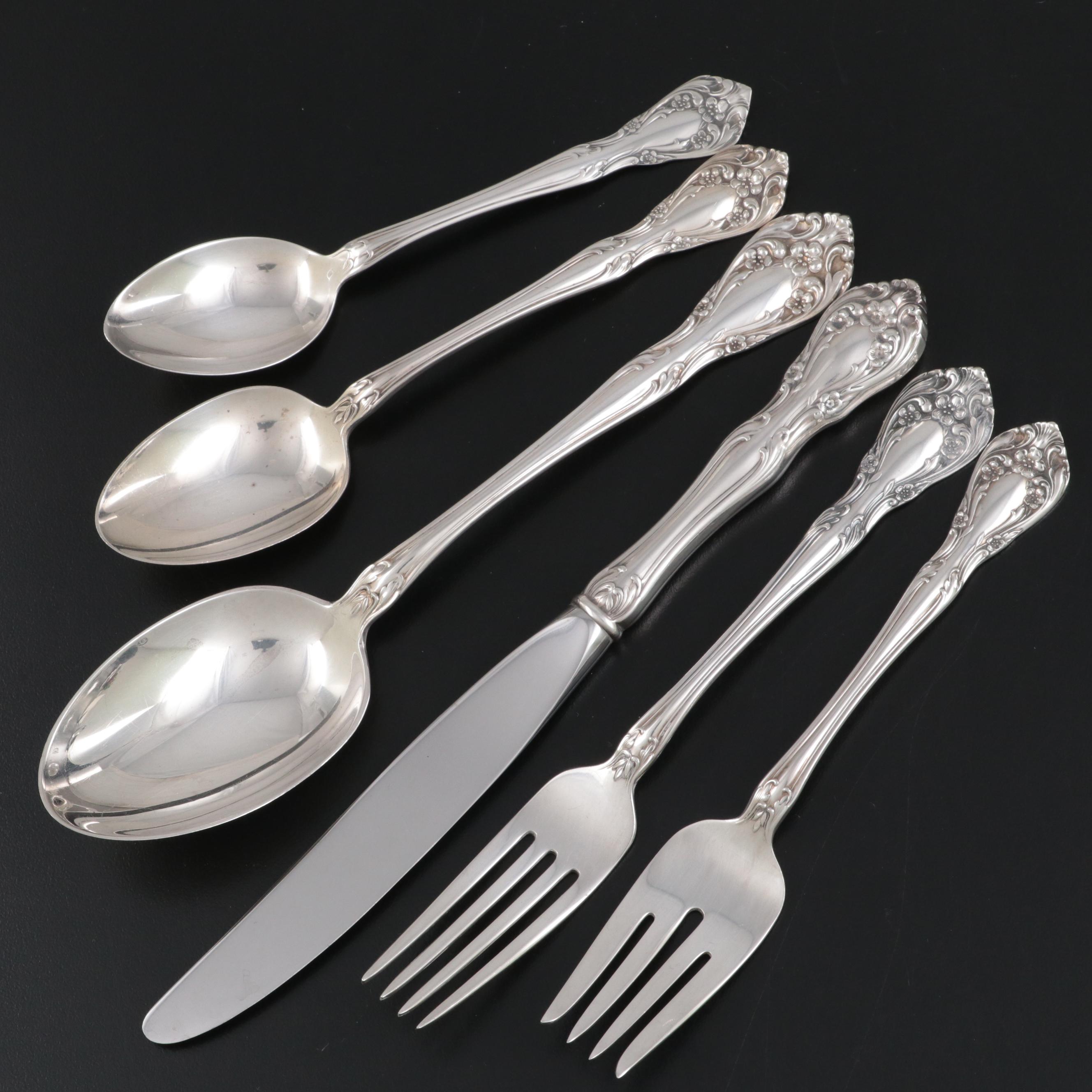 Alvin "Chateau Rose" Sterling Silver Flatware with Other Silver Utensils