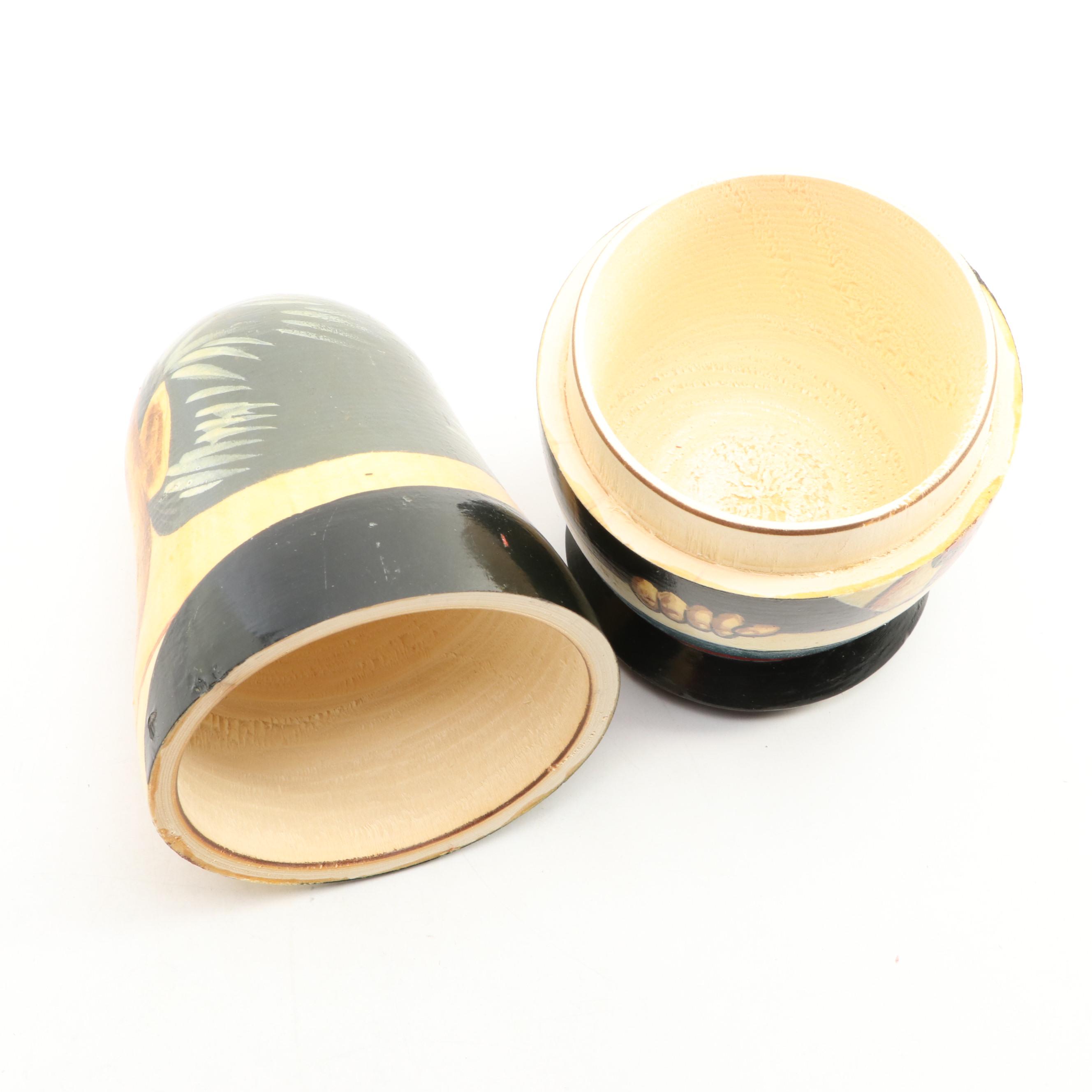 Hand-Painted Russian Political Leaders Nesting Dolls, Late 20th Century