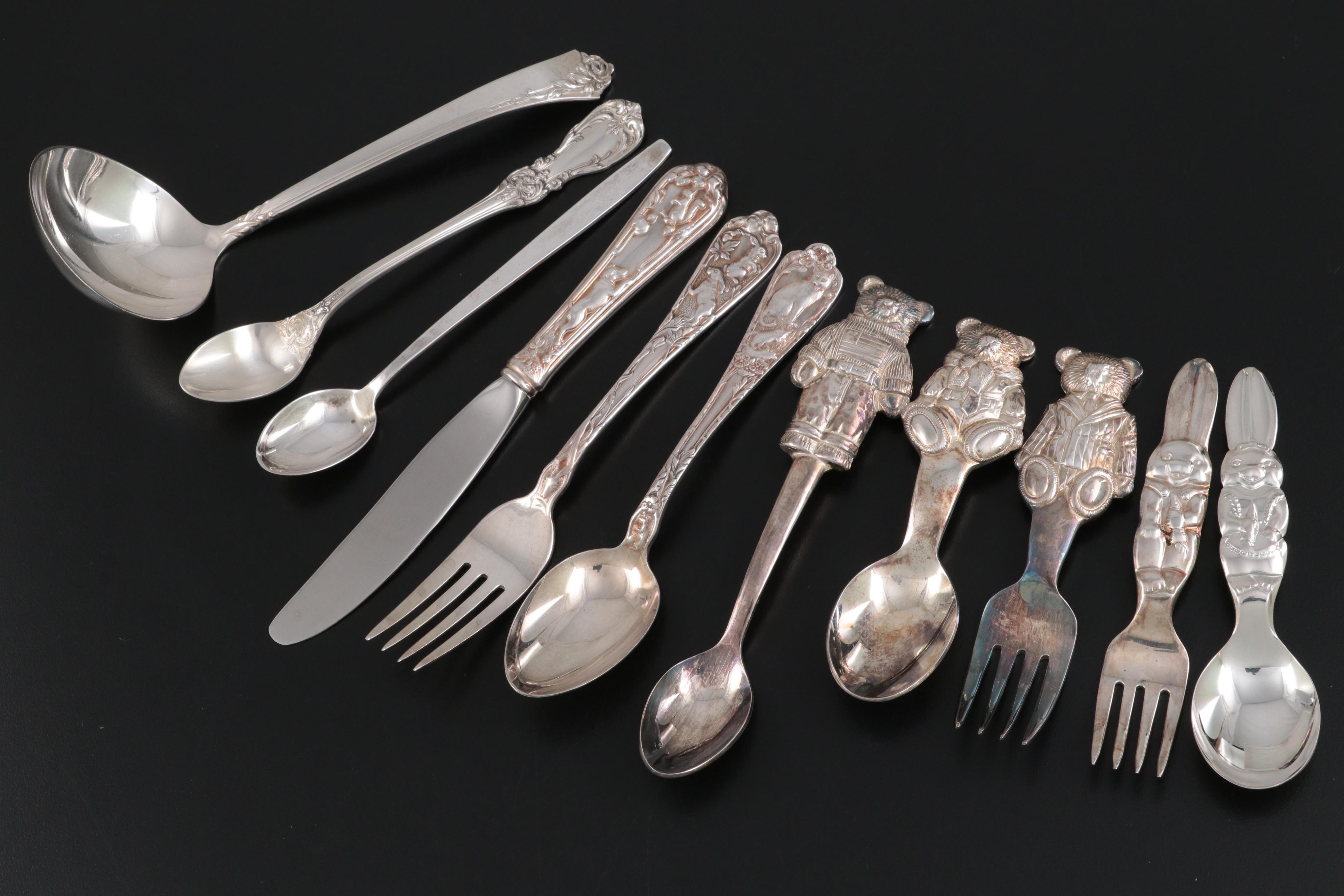 Alvin "Chateau Rose" Sterling Silver Flatware with Other Silver Utensils