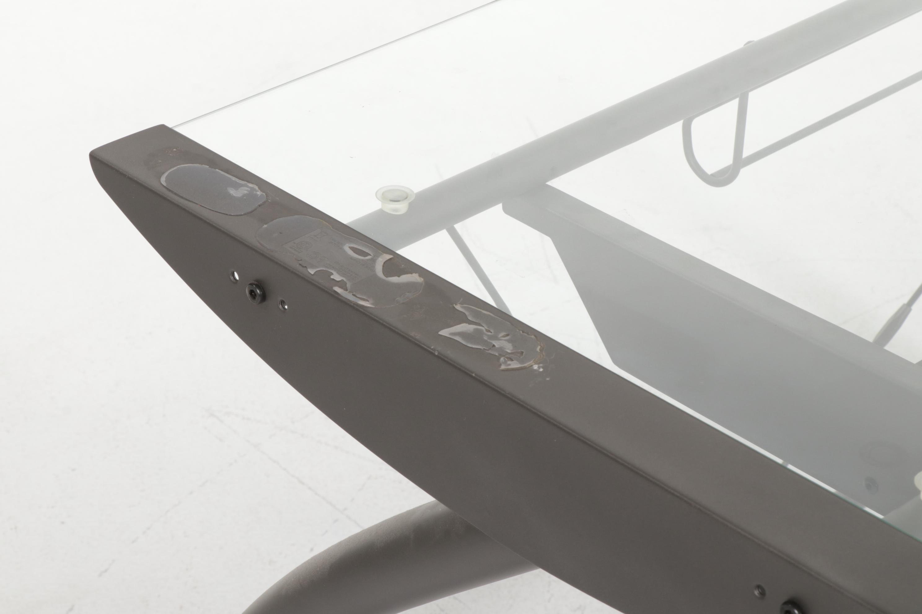 Contemporary L-Shaped Glass Top Computer Desk