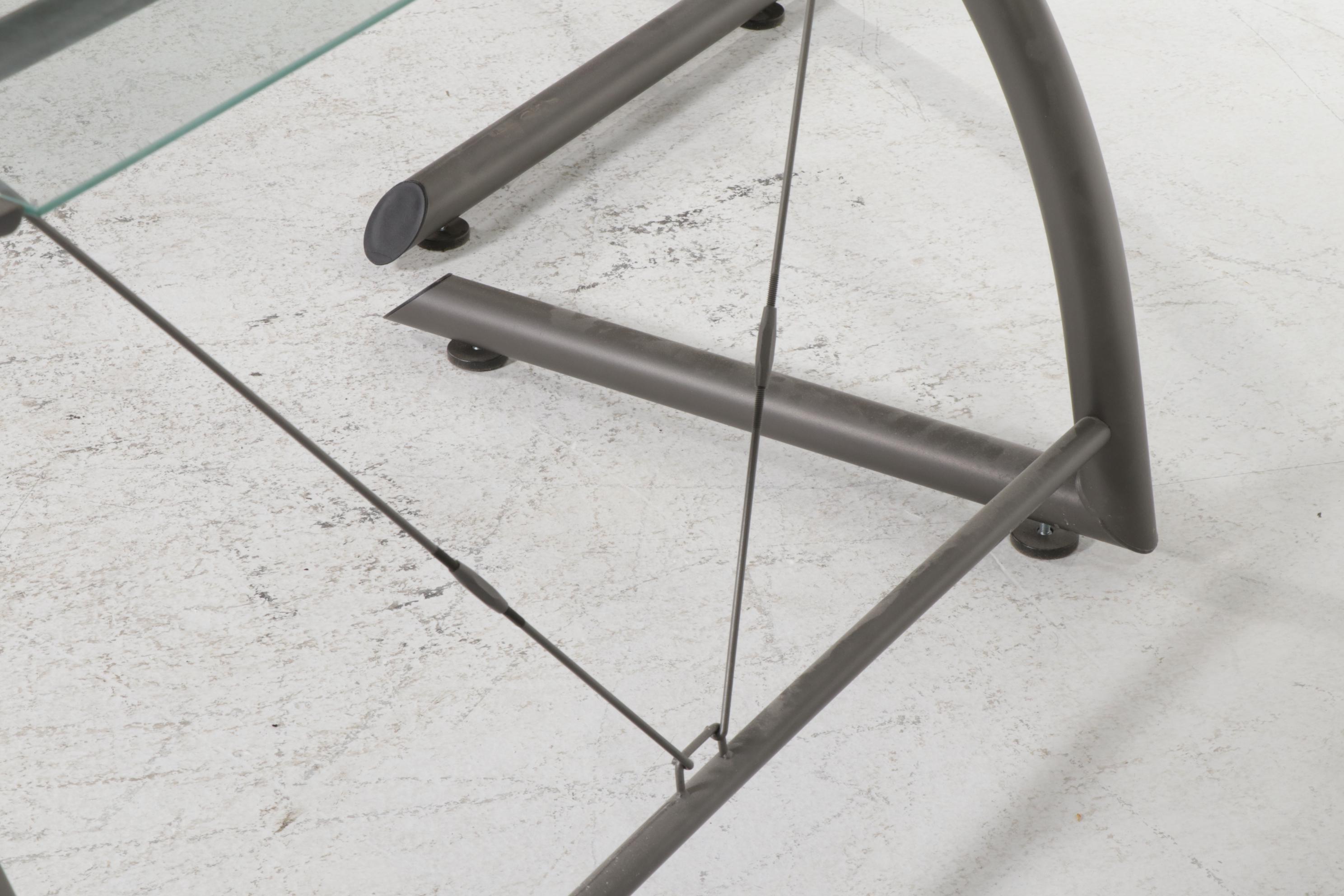 Contemporary L-Shaped Glass Top Computer Desk