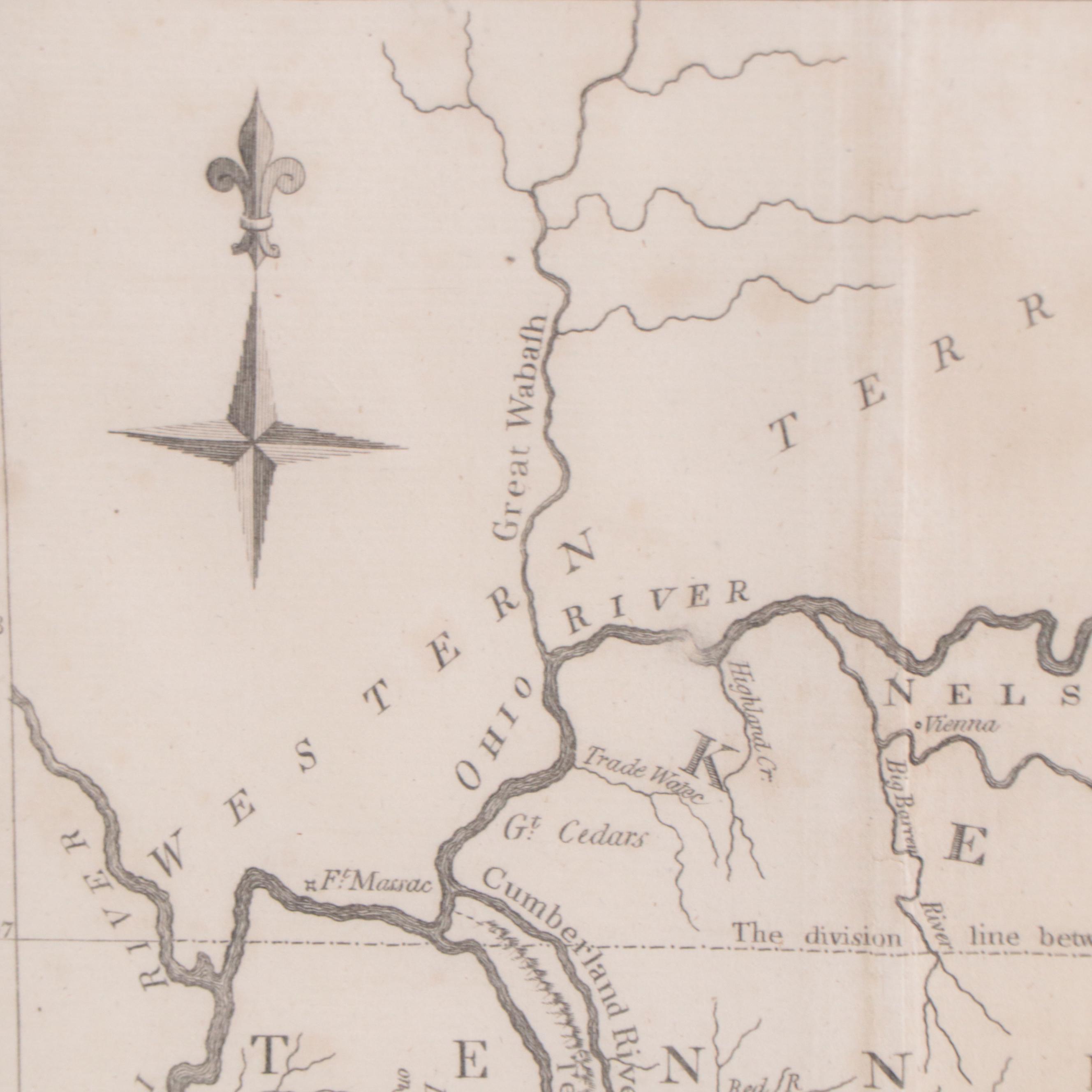 Jedidiah Morse Engraving Map of Kentucky and Tennessee, 1796