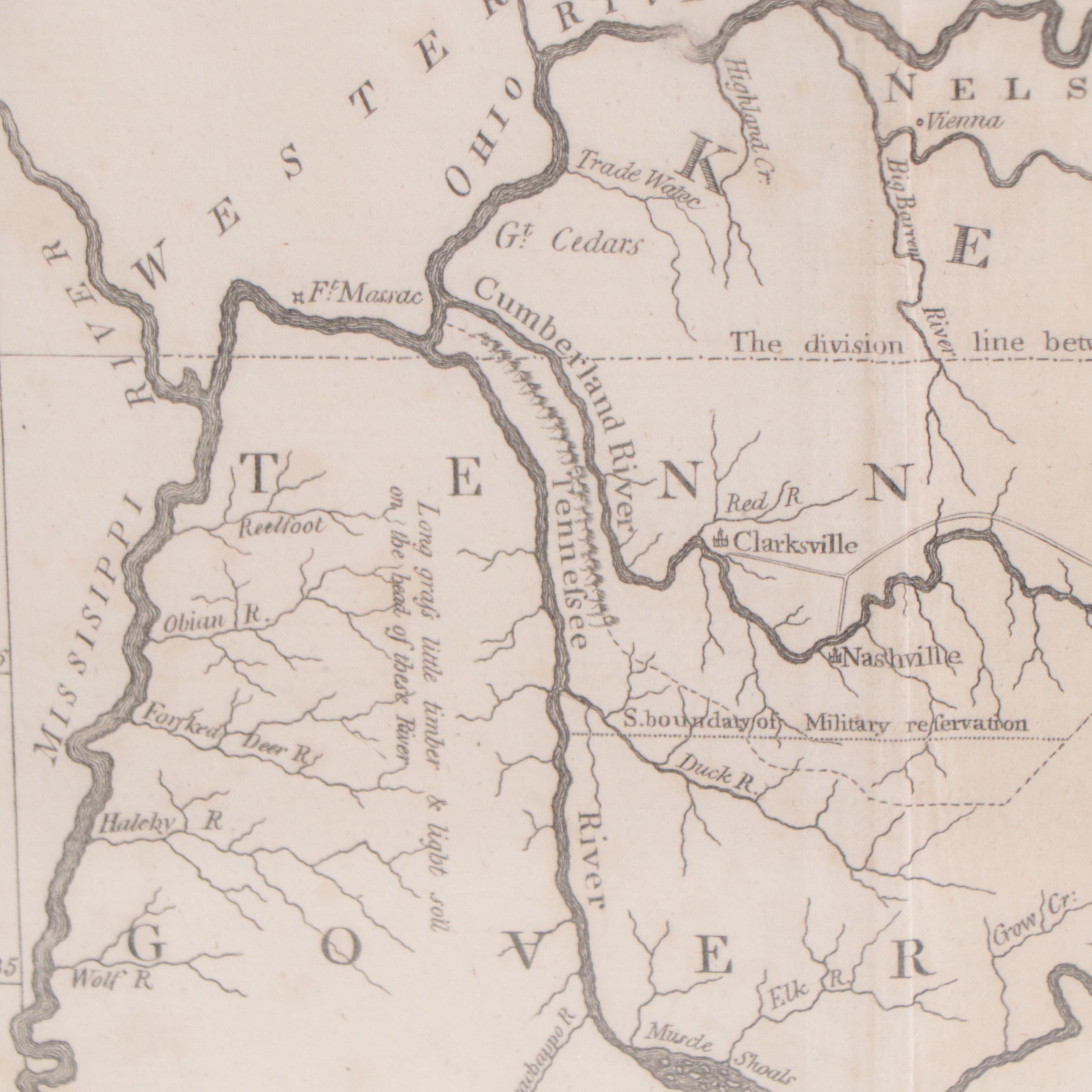 Jedidiah Morse Engraving Map of Kentucky and Tennessee, 1796