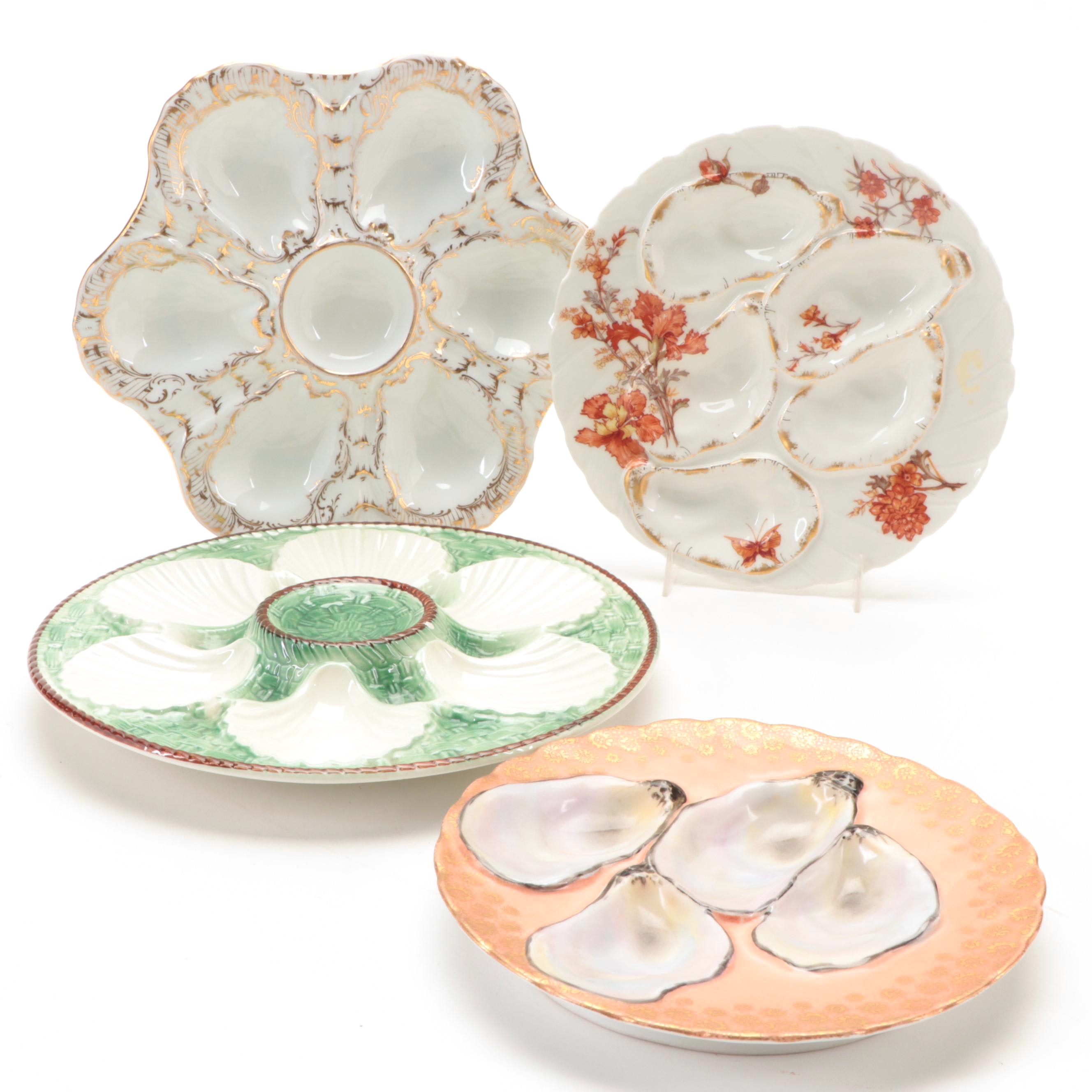 Continental European Porcelain Oyster Plates, Late 19th/ Early 20th Century