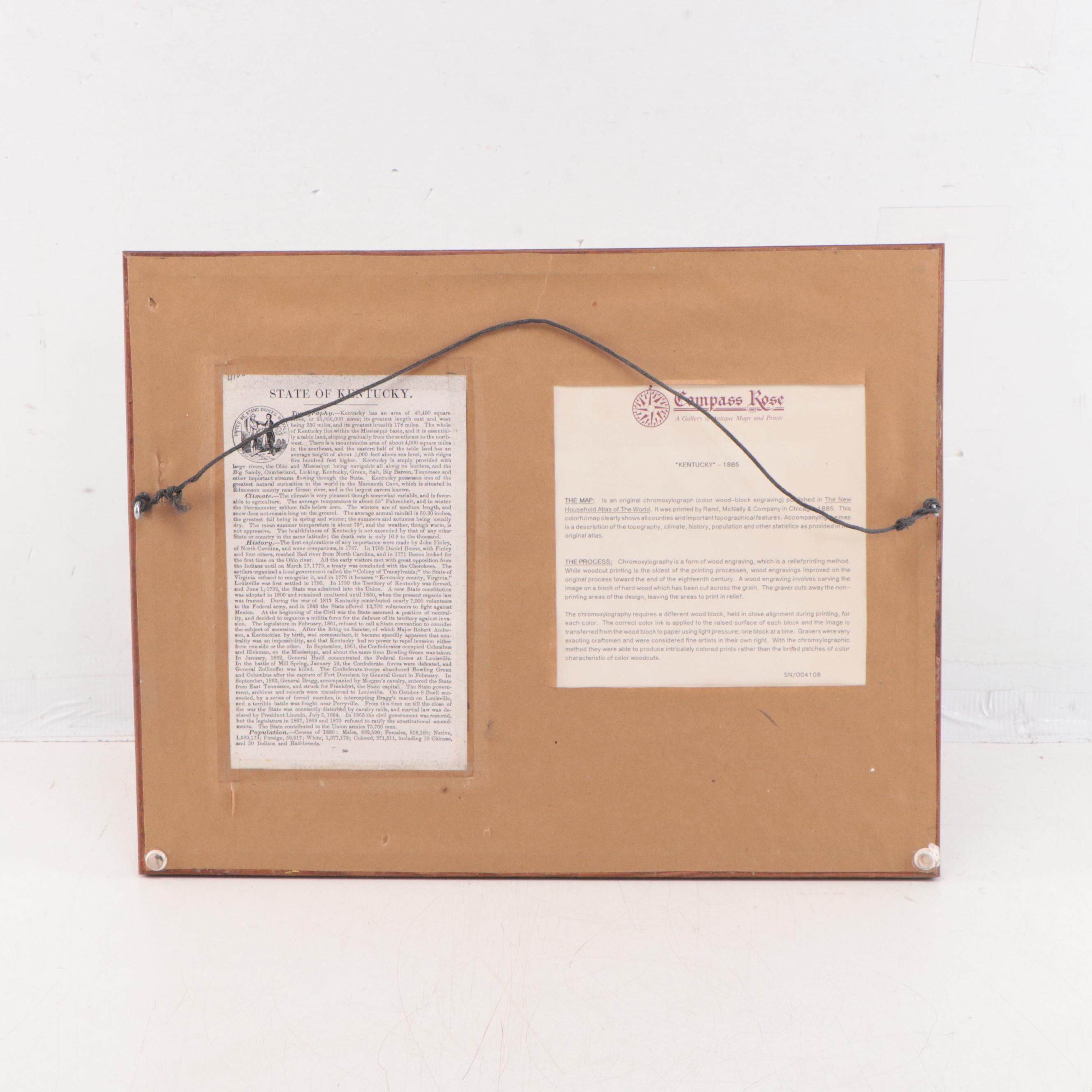 Rand, McNally & Company Wax Engraving Map of Kentucky, 1885