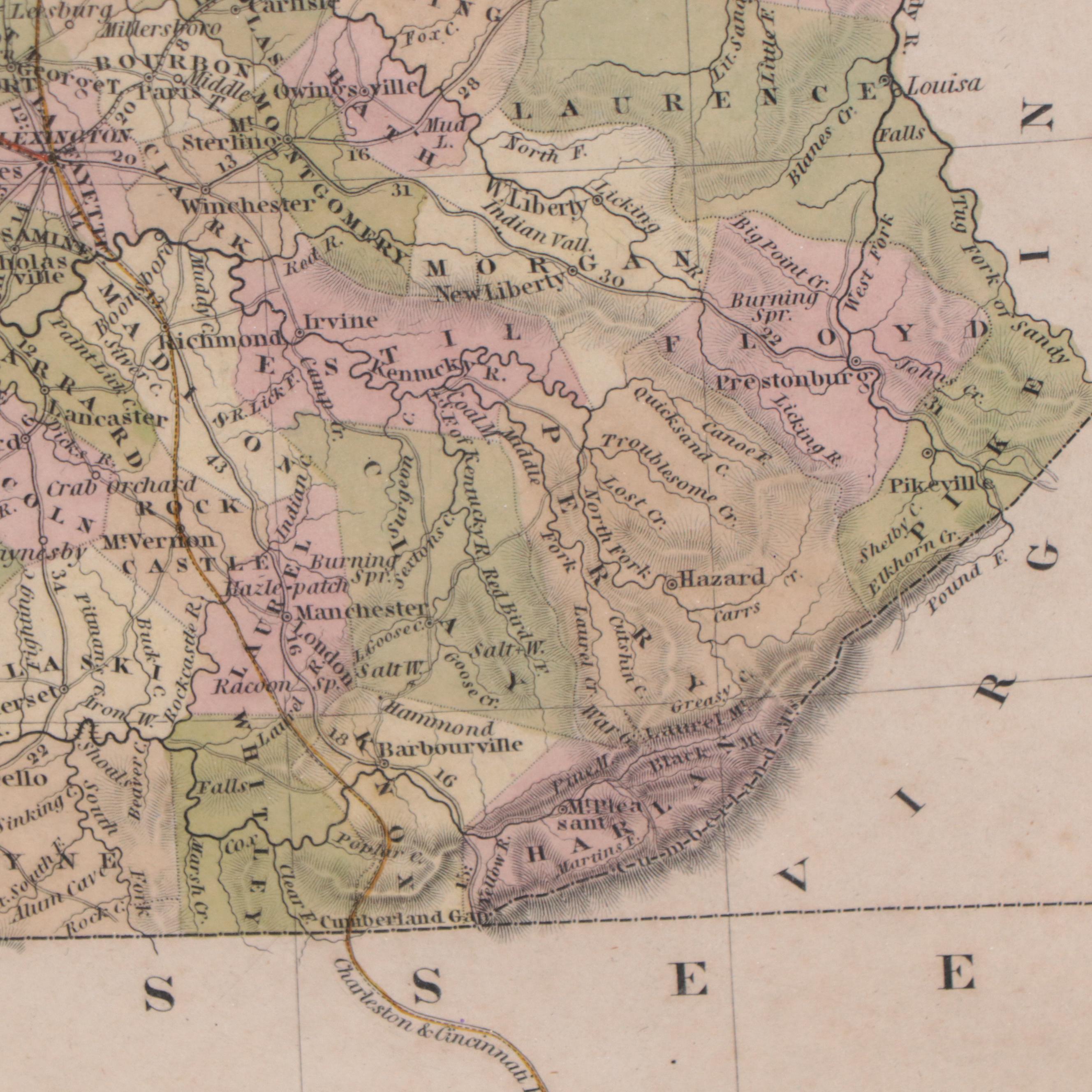 Henry Schenck Tanner Hand-Colored Map of Kentucky, Circa 1836