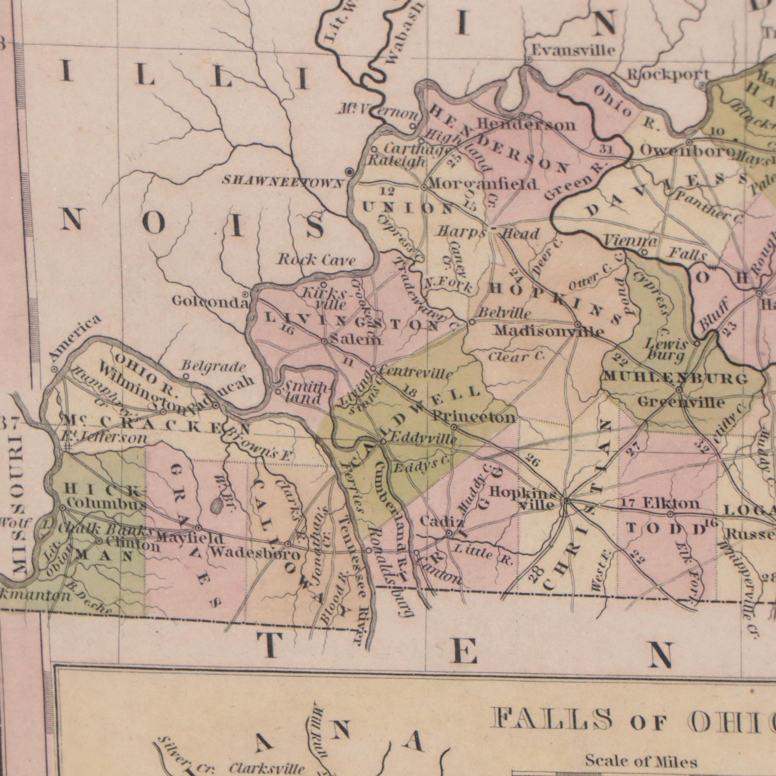 Henry Schenck Tanner Hand-Colored Map of Kentucky, Circa 1836