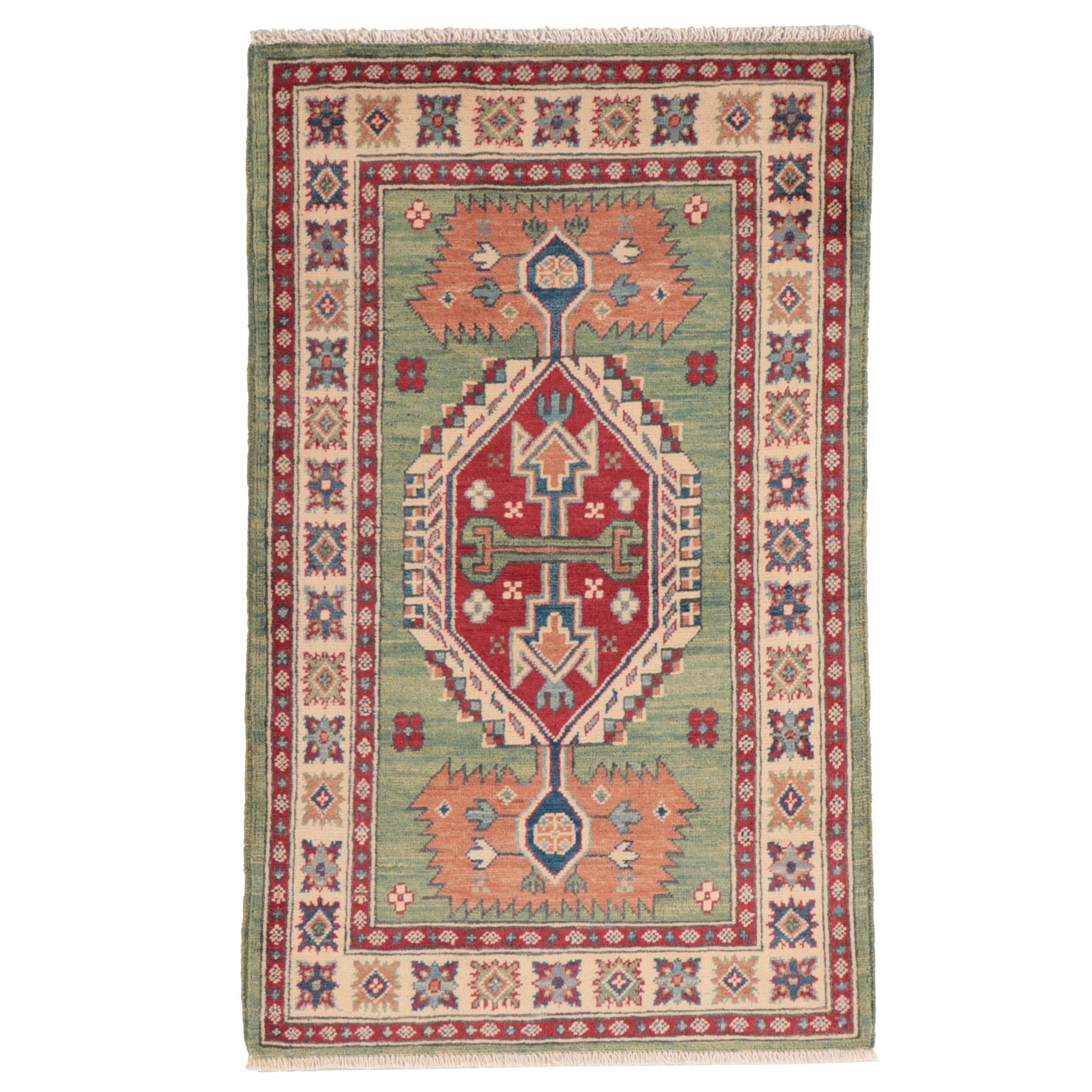 2'6 x 4'2 Hand-Knotted Pakistani Kazak Style Accent Rug