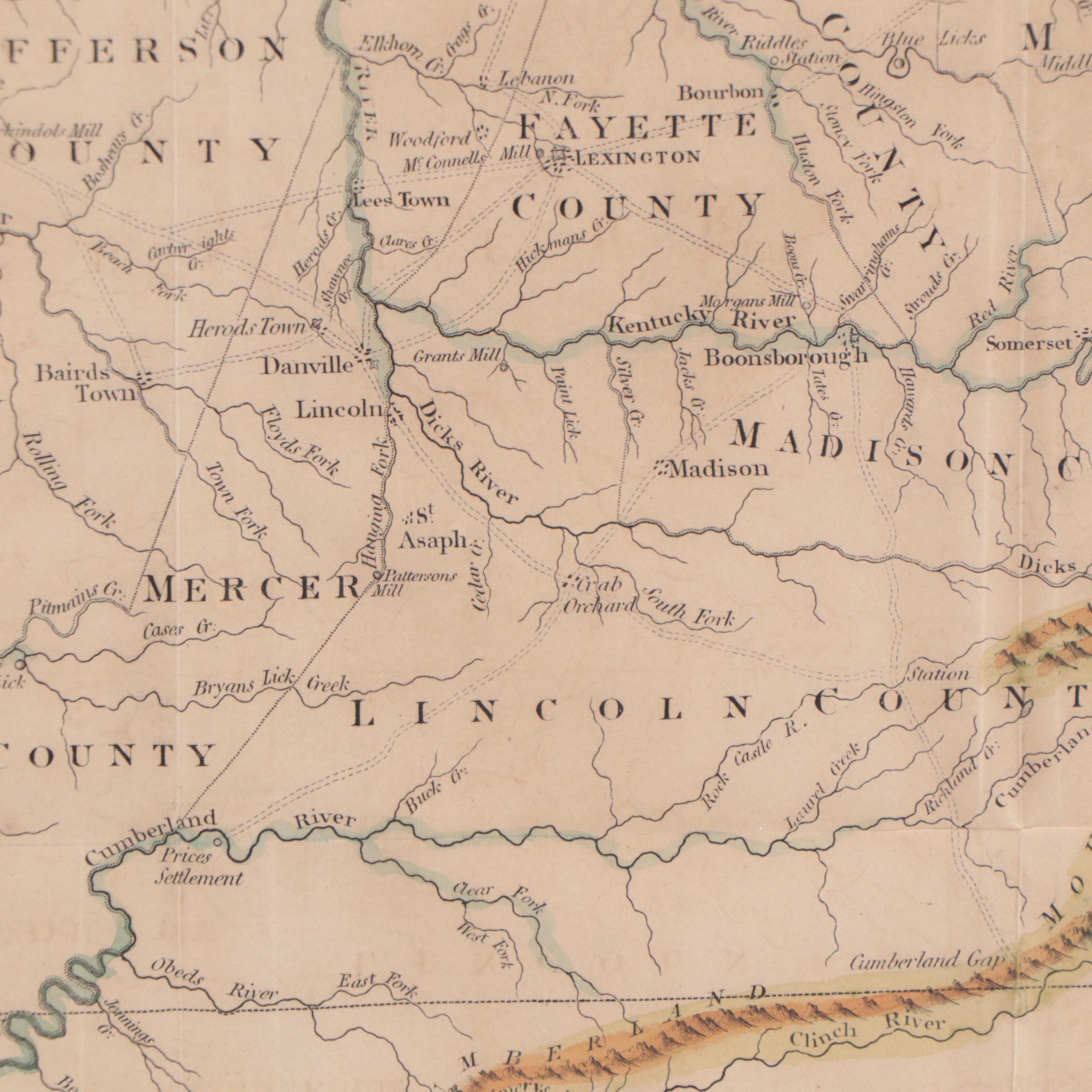 John Russell Map "A Map of the State of Kentucky with Adjoining Territories"