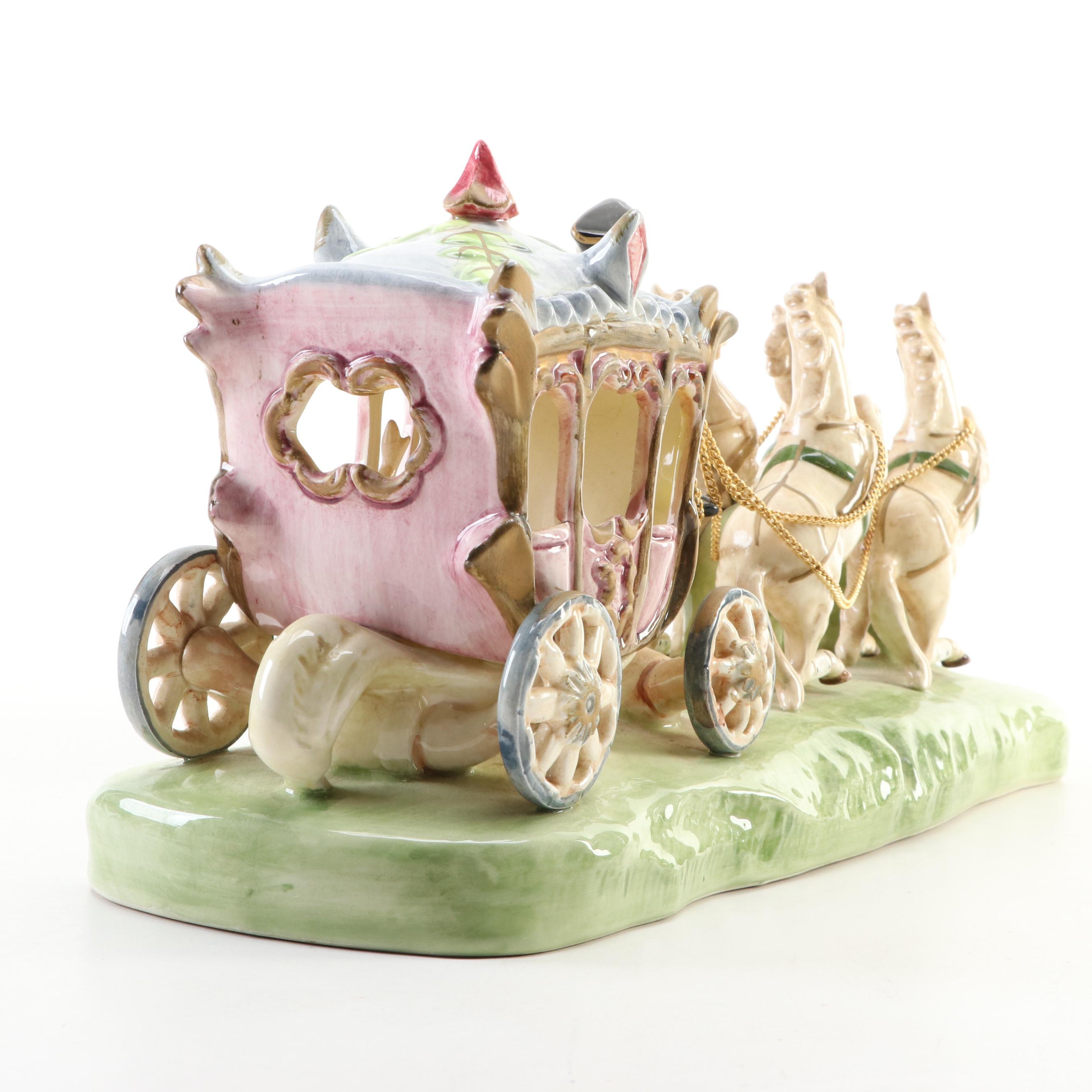 Capodimonte HandPainted Porcelain Horse and Carriage Figurine EBTH