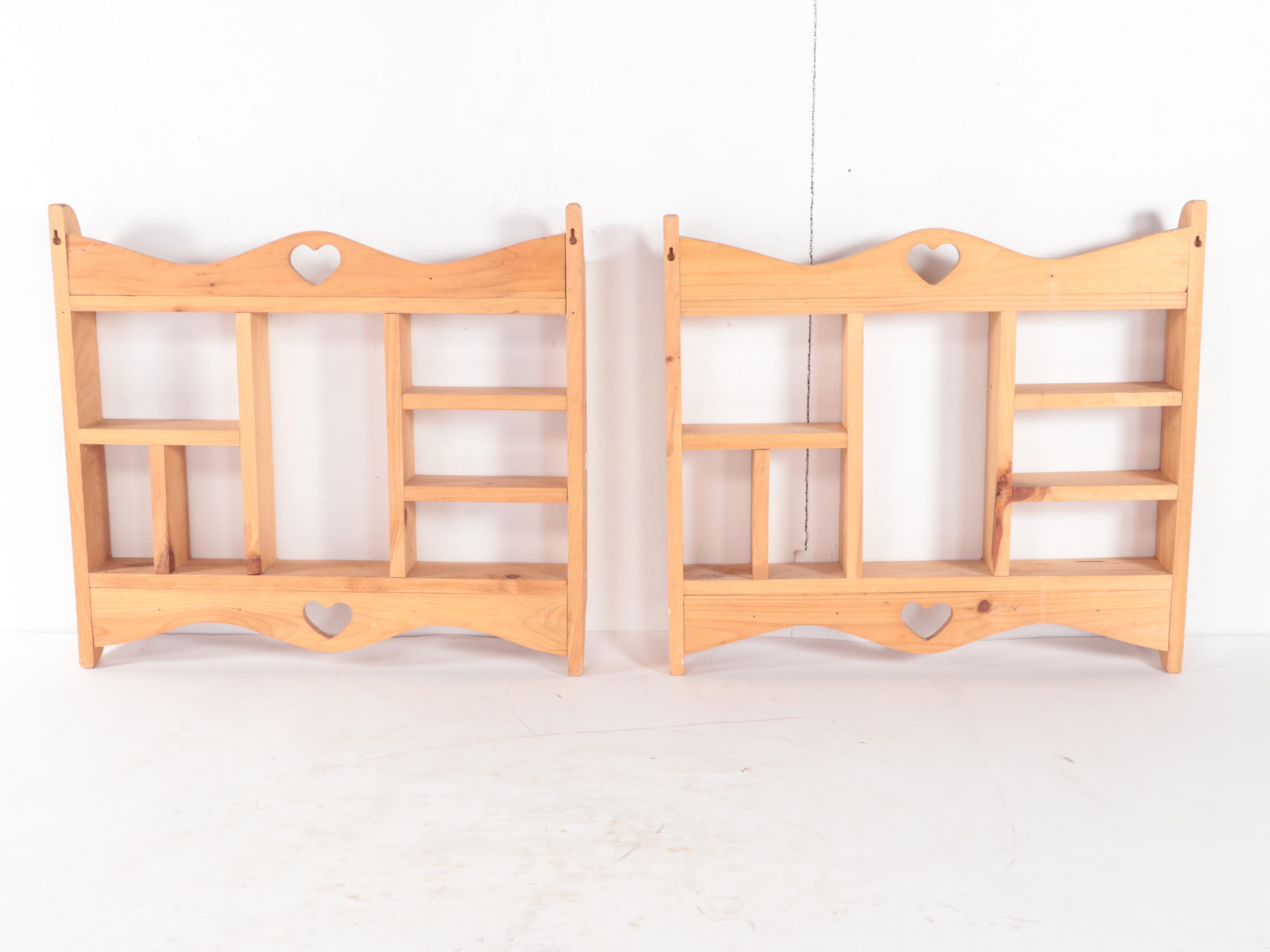 Pine Heart Cut Out Wall Shelves