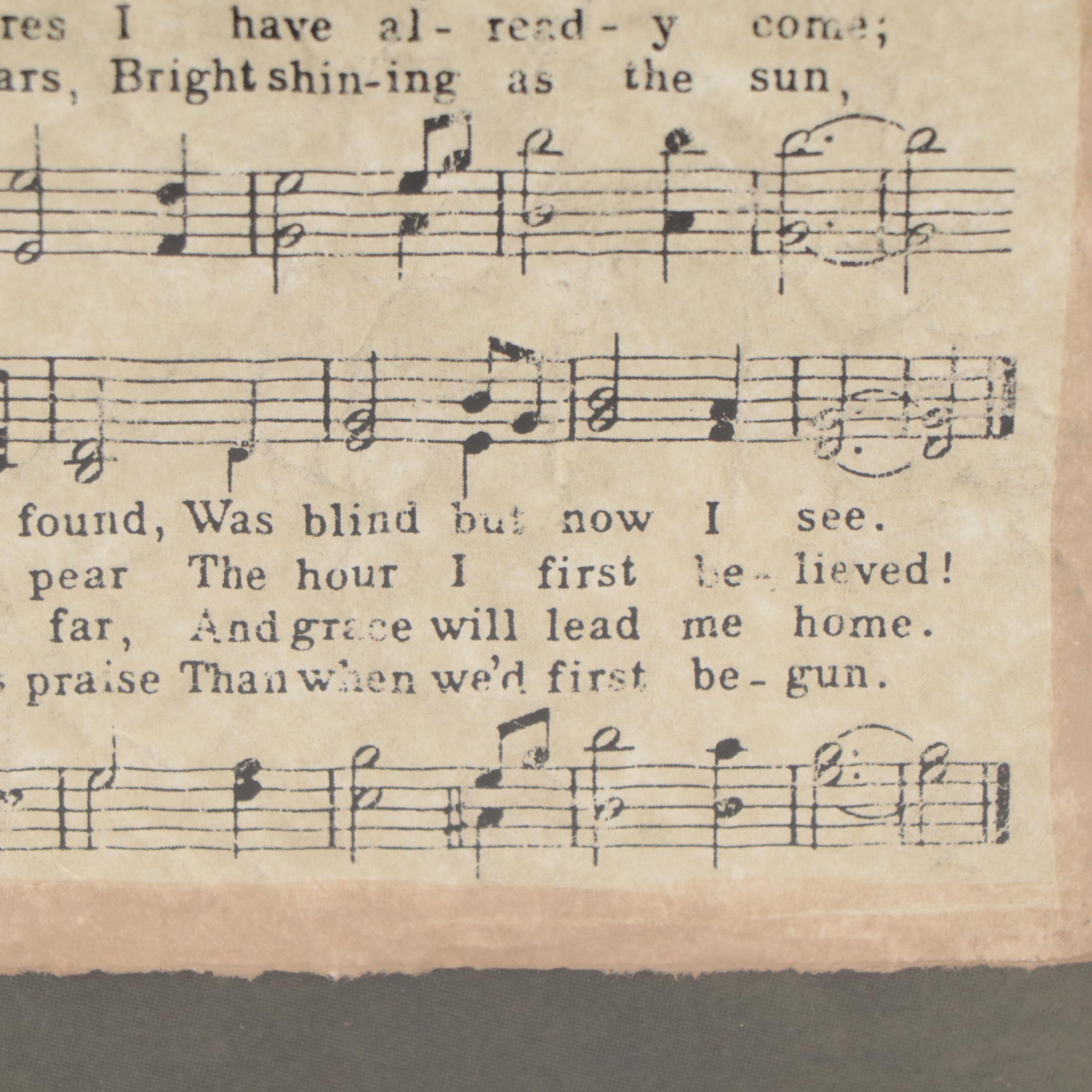 Norman Johnson Piano Sheet Music for "Amazing Grace" in Frame