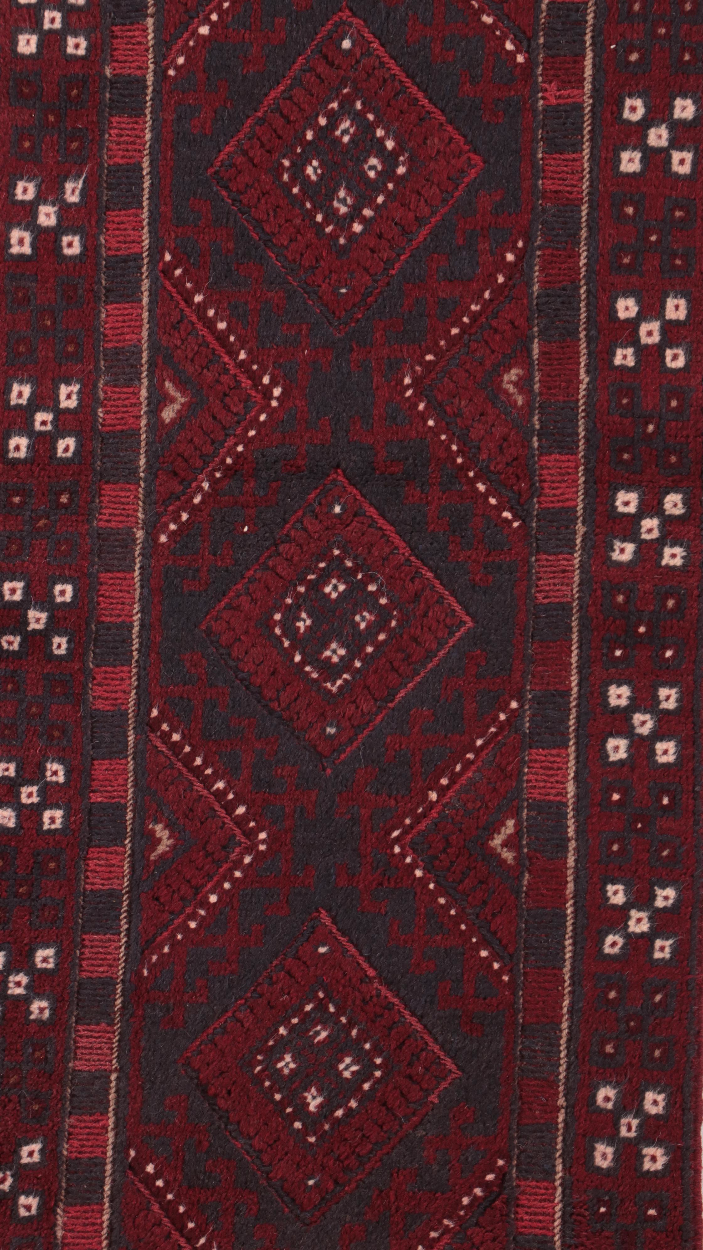 1'11 x 8'2 Hand-Knotted Afghan Baluch Carpet Runner