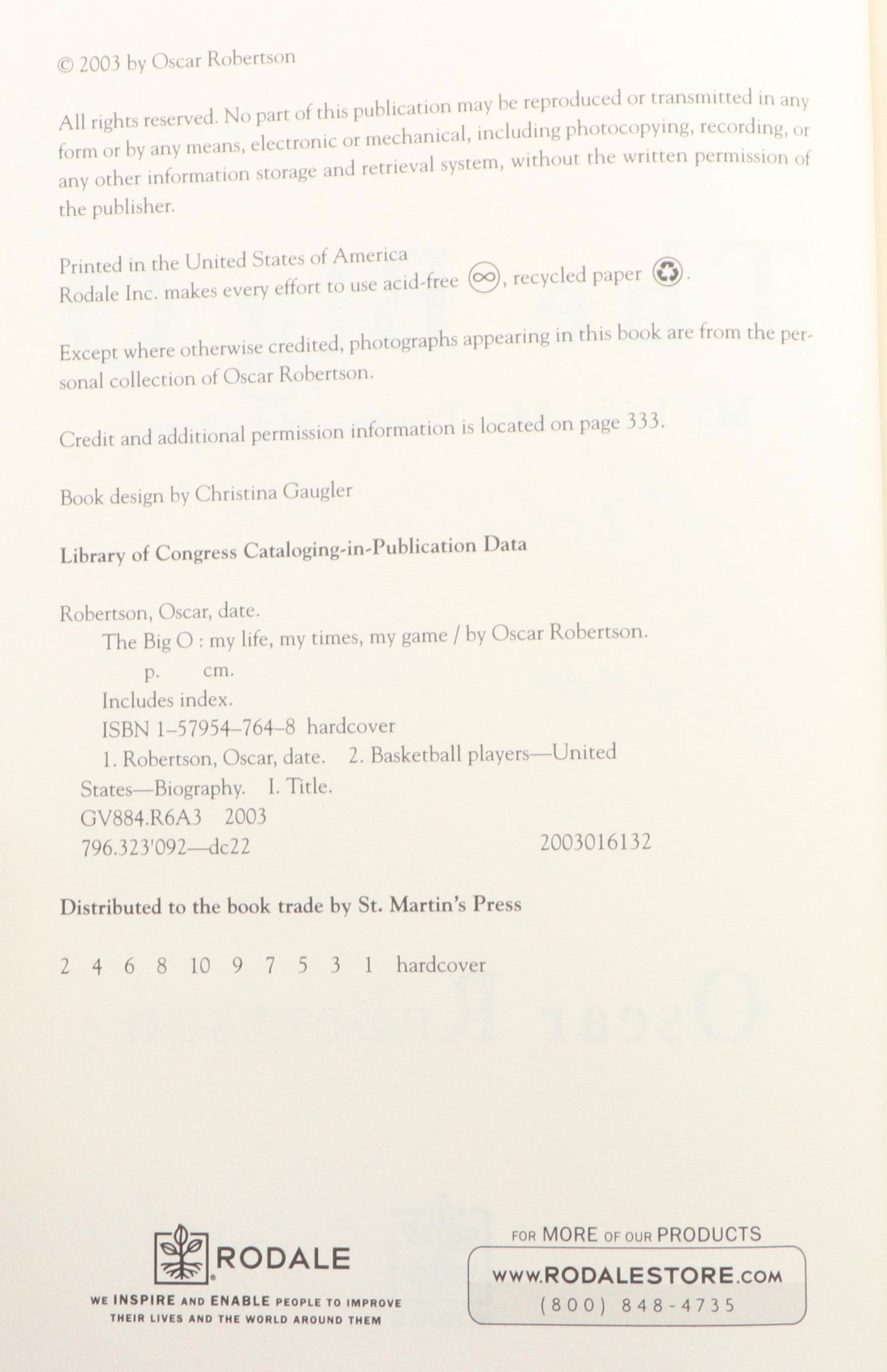 University Of Cincinnati Bearcats Oscar Robertson Signed Basketball, Book