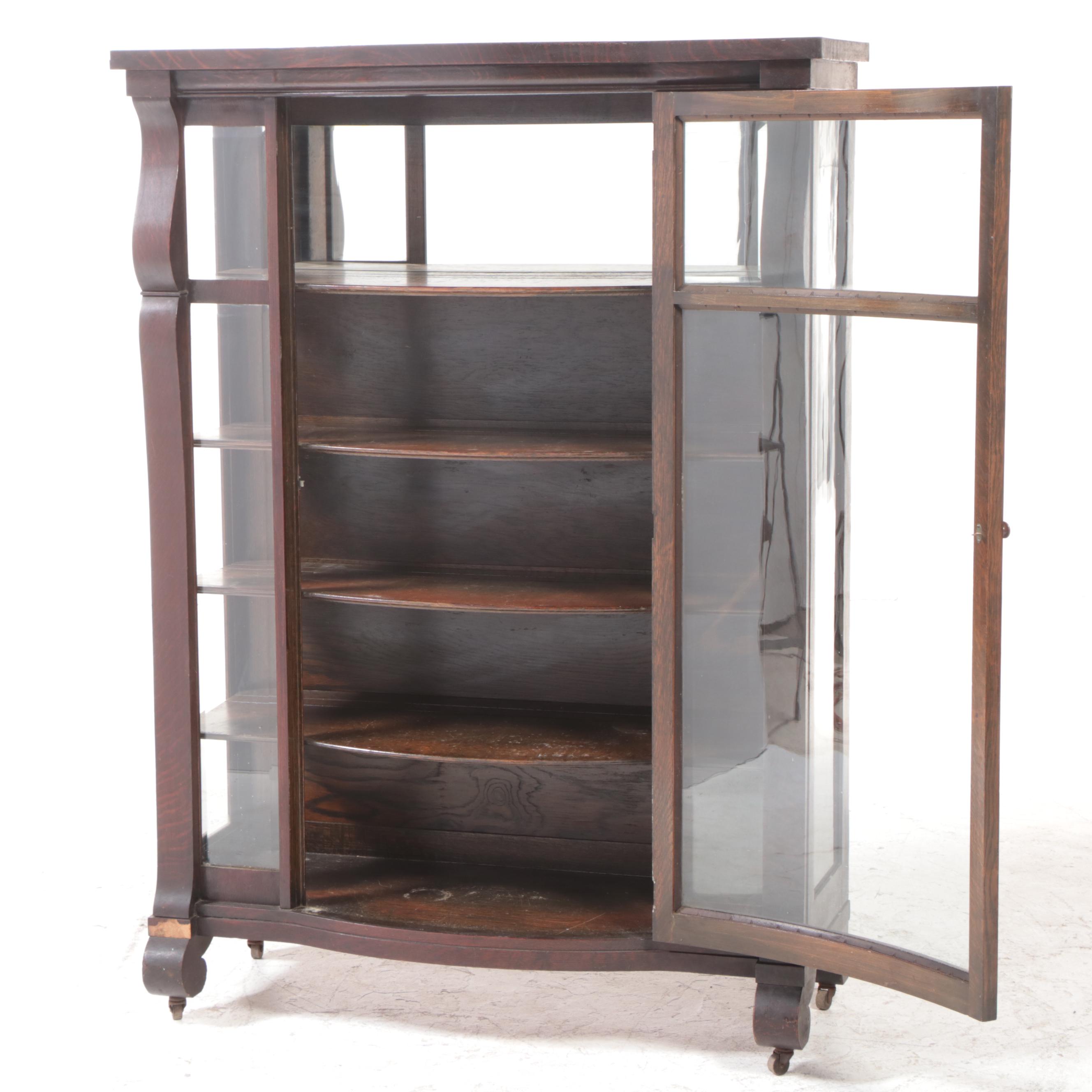 Empire Revival Mahogany China Cabinet with Beveled Glass, Early 20th Century