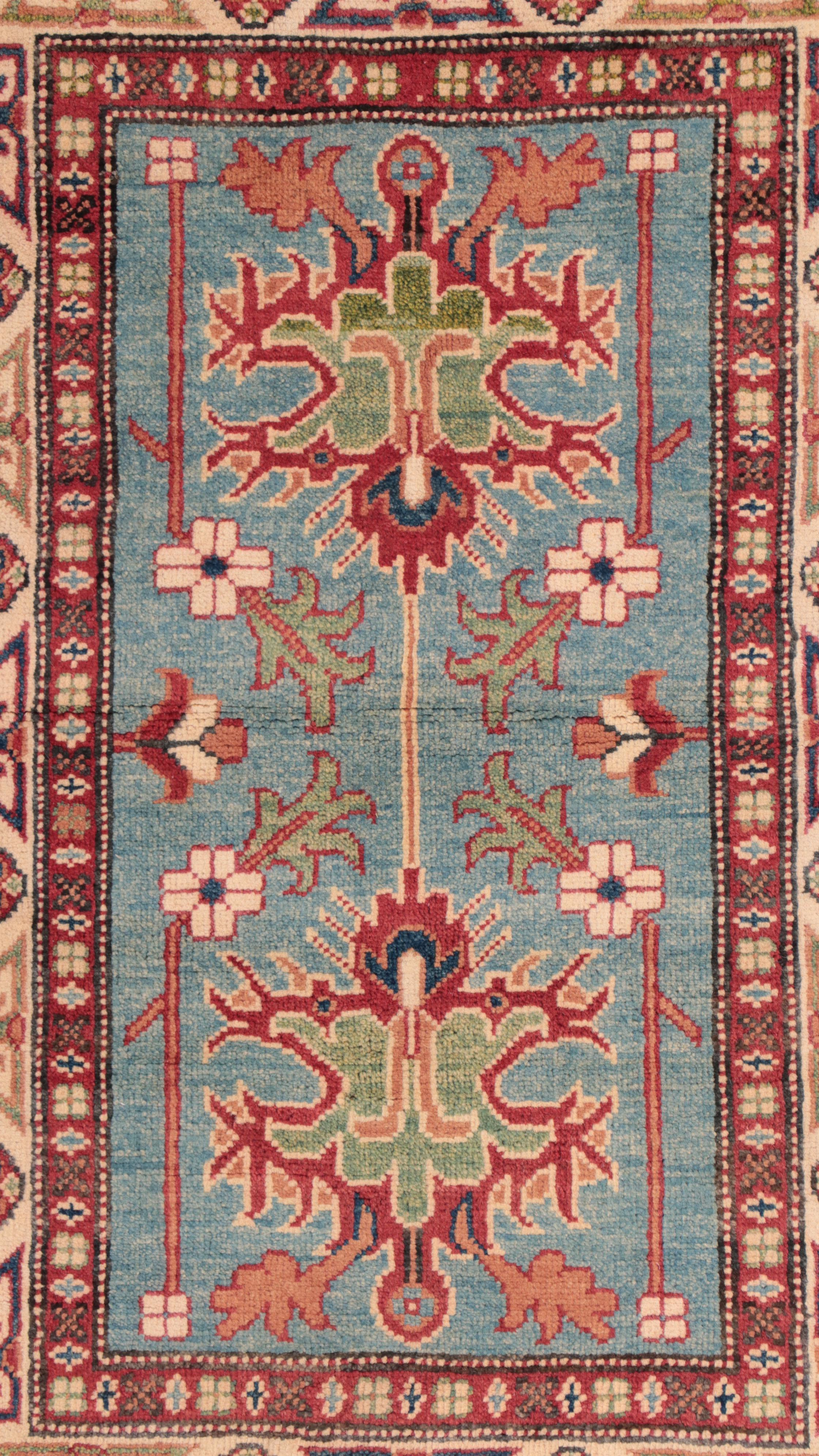 2'7 x 3'11 Hand-Knotted Afghan Kazak Style Accent Rug